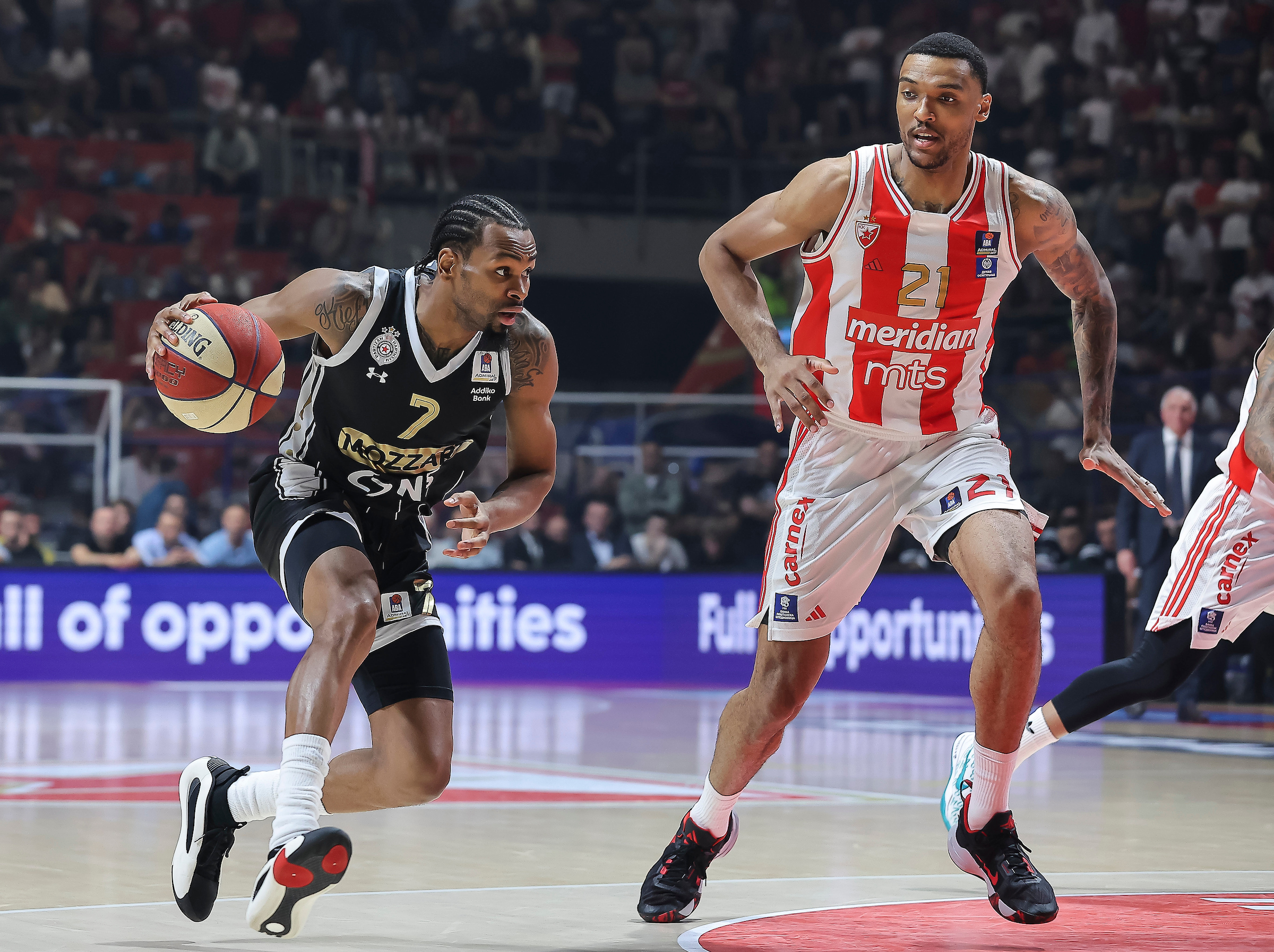 during the Aba League Season 2023-2024 Final Game 2 match between Crvena Zvezda and Partizan at Aleksandar Nikolic hall on May 15, 2024 in Belgrade, Serbia. (Photo by Pedja Milosavljevic/Starsport.rs ©)