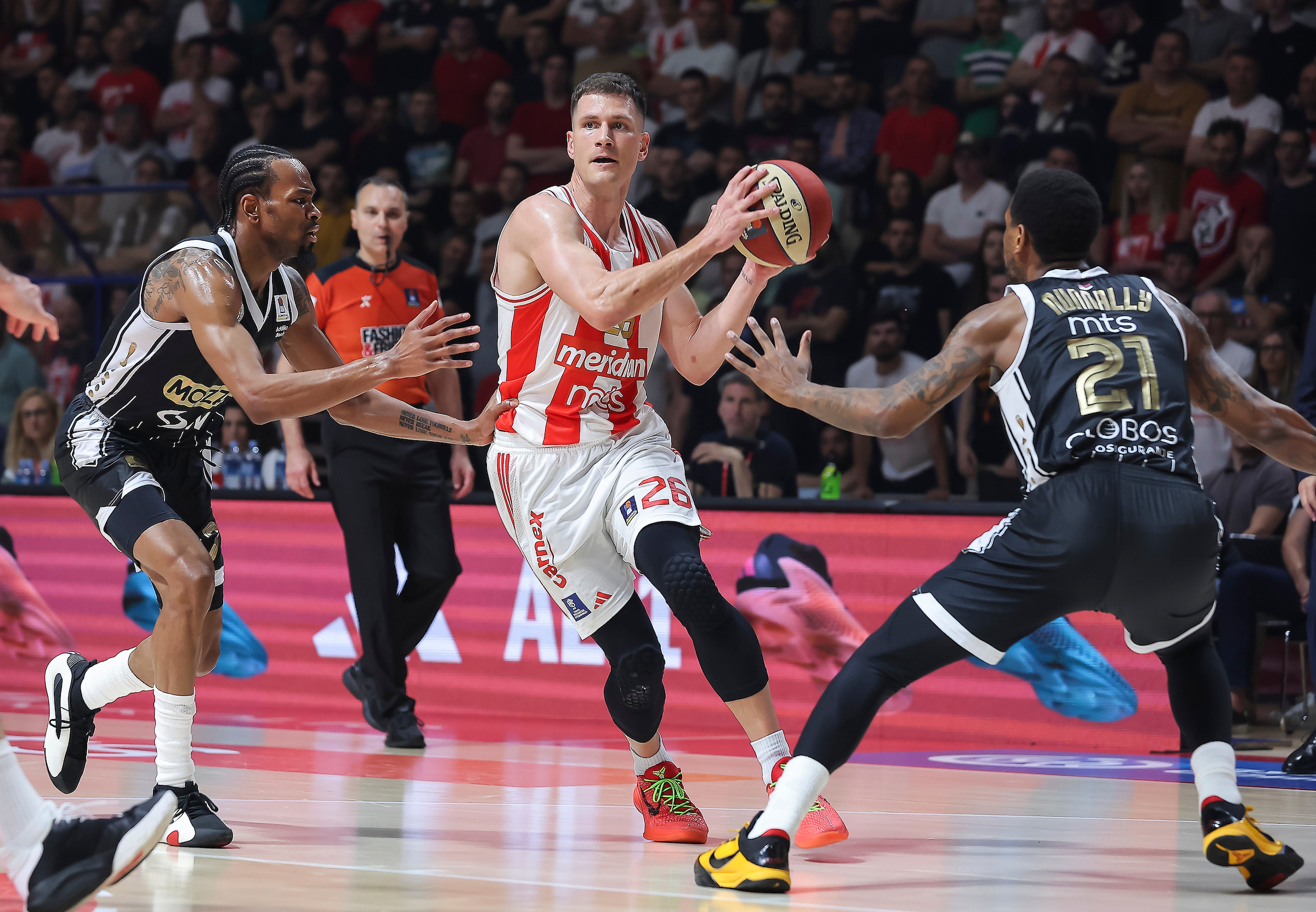 during the Aba League Season 2023-2024 Final Game 2 match between Crvena Zvezda and Partizan at Aleksandar Nikolic hall on May 15, 2024 in Belgrade, Serbia. (Photo by Pedja Milosavljevic/Starsport.rs ©)