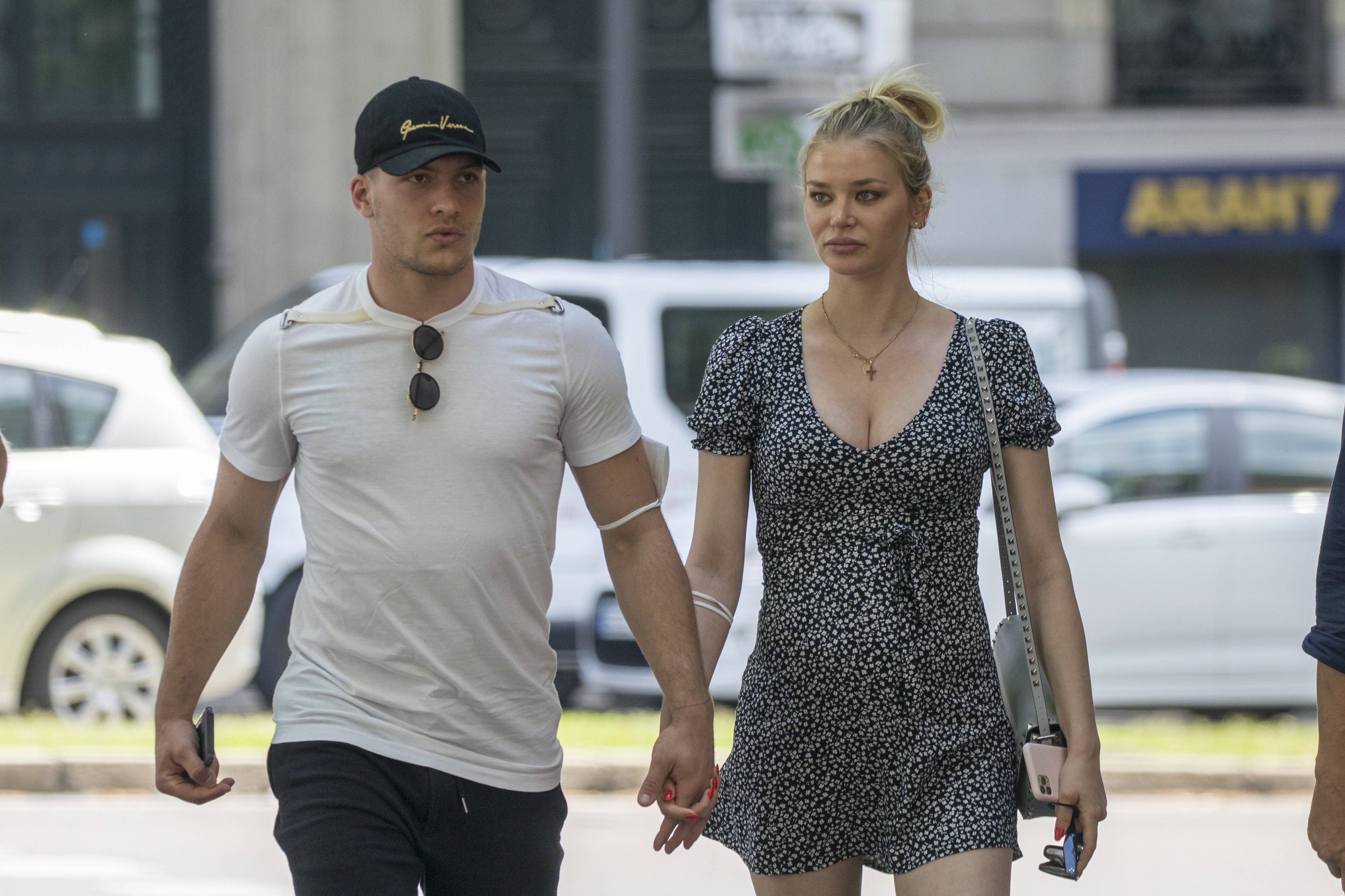 EXCLUSIVE: Serbian Real Madrid Player Luka Jovic And His Girlfriend Sofija Milosevic Take A Walk Through Madrid