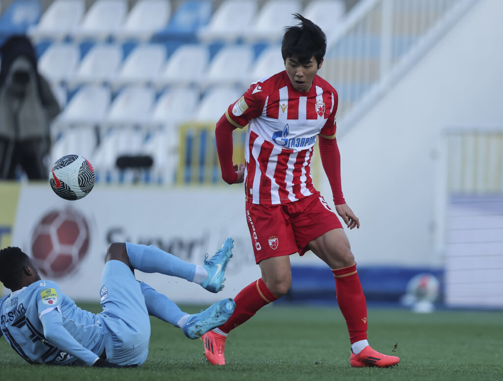 during the Mozzart Super league Season 2024/2025 match between Novi Pazar and Crvena Zvezda at City Stadium of Novi Pazar on 15.12.2024. in Novi Pazar, Srbija. (credit image &amp; photo: Pedja Milosavljevic / STARSPORT)