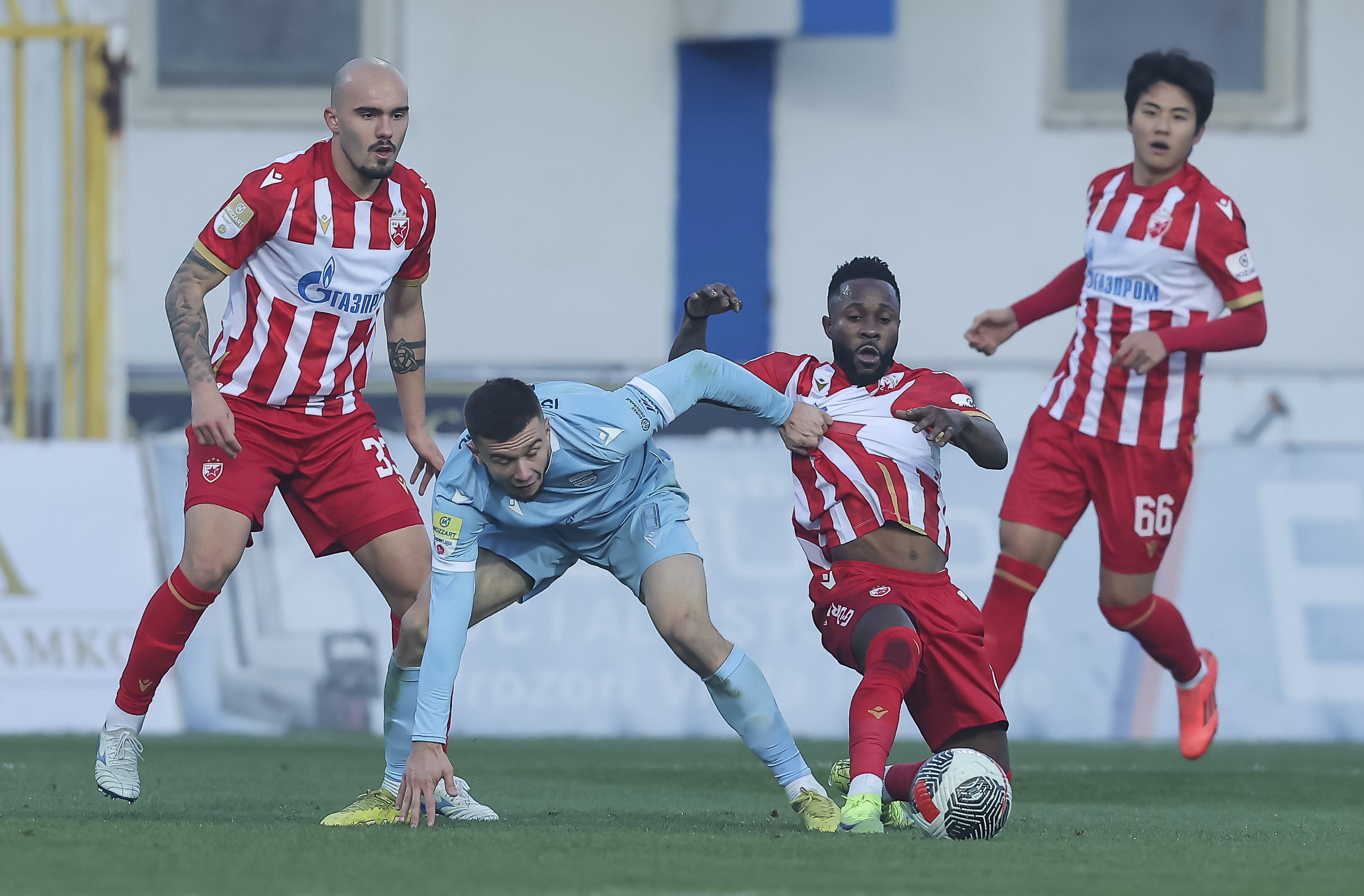 during the Mozzart Super league Season 2024/2025 match between Novi Pazar and Crvena Zvezda at City Stadium of Novi Pazar on 15.12.2024. in Novi Pazar, Srbija. (credit image &amp; photo: Pedja Milosavljevic / STARSPORT)