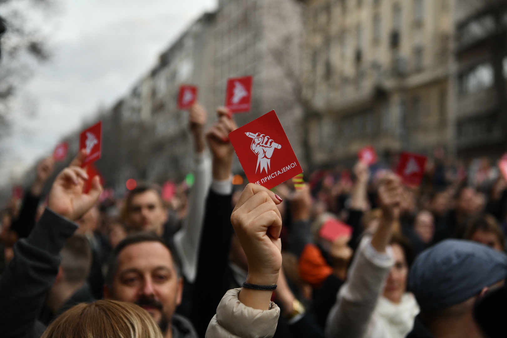Beograd, 30.12.2023. Ustavni sud, ispred Ustavnog suda, protest zbog izborne krađe, proglas,  šetnja, NE PRISTAJEMO Foto: Vesna Lalić/Nova.rs