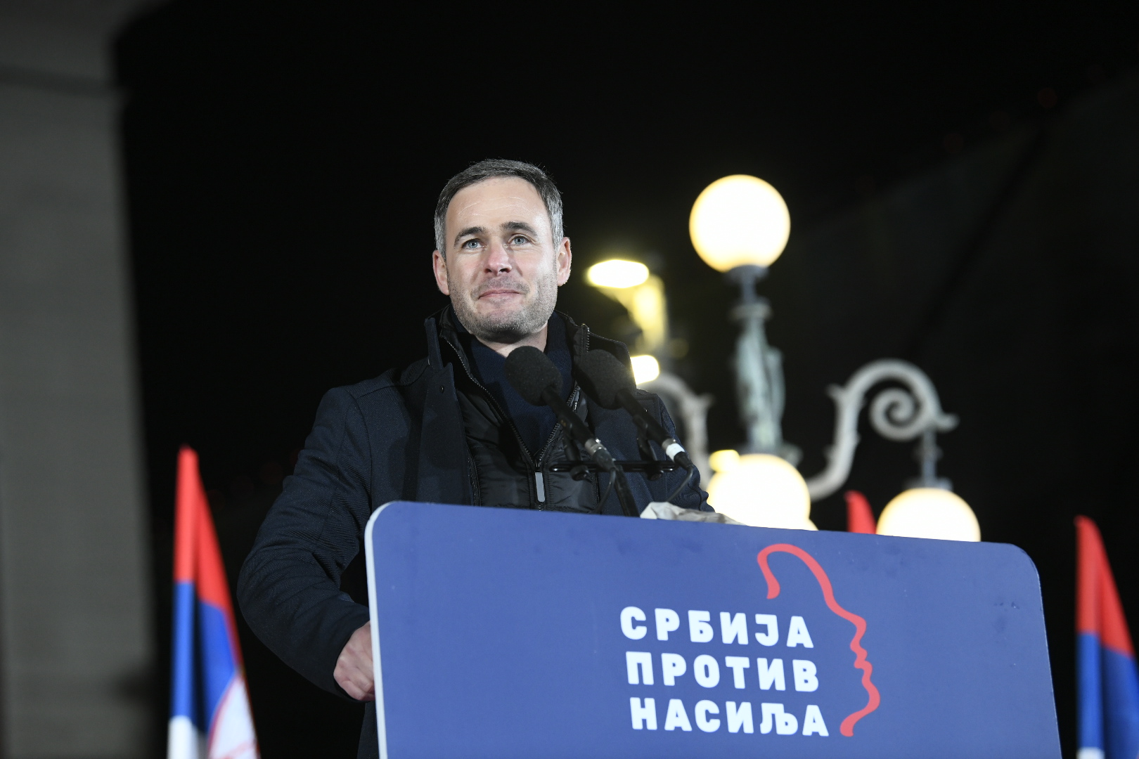 Beograd 12.12.2023. Miroslav Aleksić. Srbija protiv nasilaj, završna konvencija, završni miting, predizborni miting Foto: Amir Hamzagić/Nova.rs