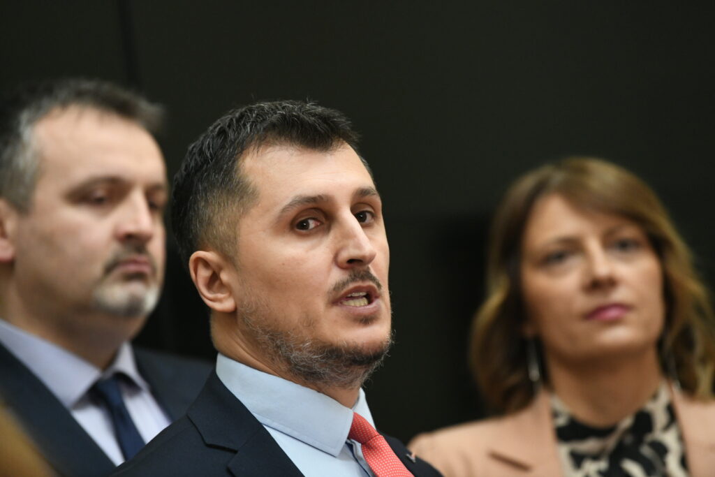 Beograd 21. februar 2023. Skupstina grada Beograda, sednica, opozicija pred sednicu Foto:Vesna Lalić/Nova.rs