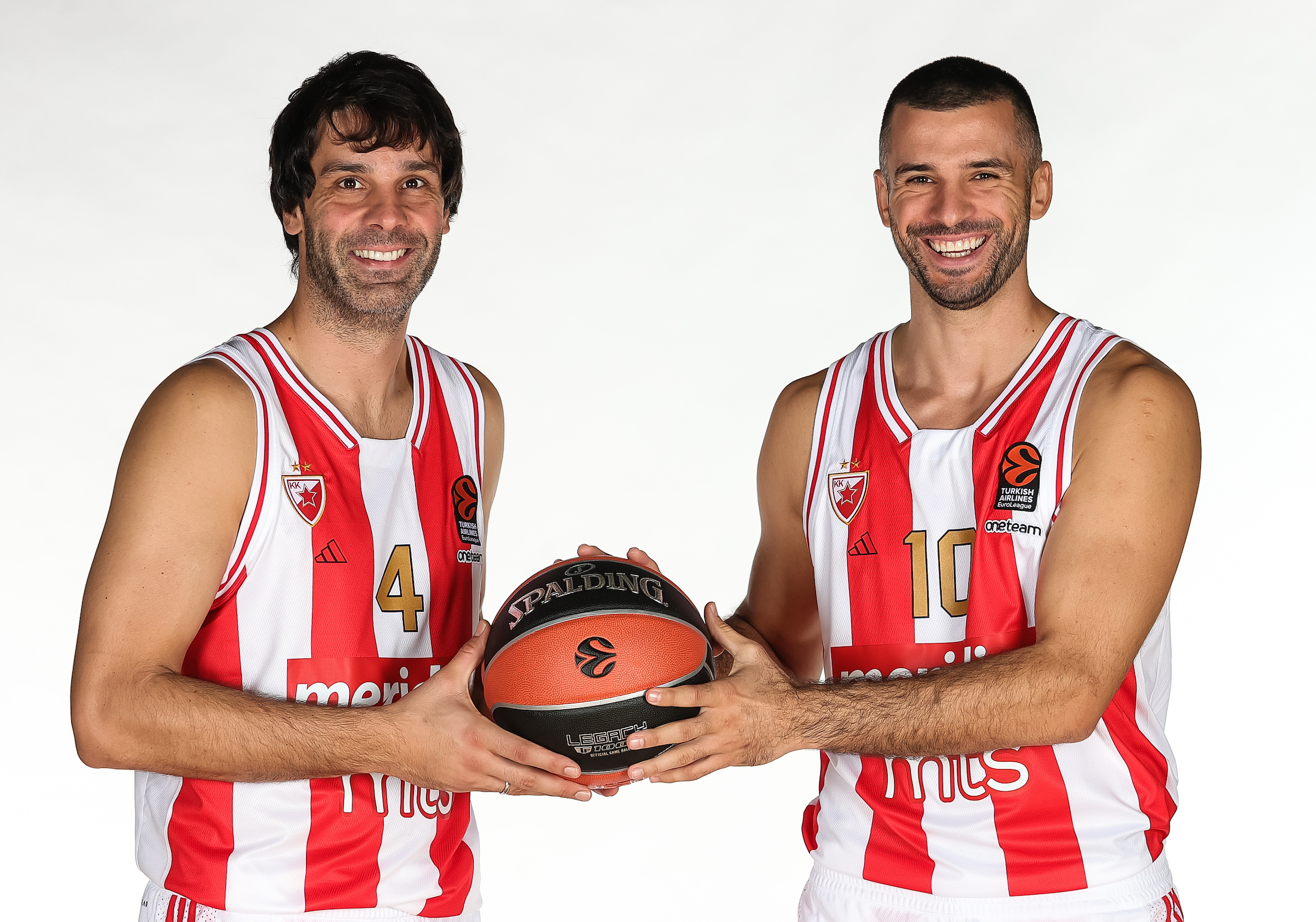 Milos Teodosic (L) and Branko Lazic during the 2023/2024 Turkish Airlines EuroLeague Media Day at Aleksandar Nikolic Hall on September 26, 2023 in Belgrade, Serbia. (Photo by Srdjan Stevanovic/Starsport.rs ©)