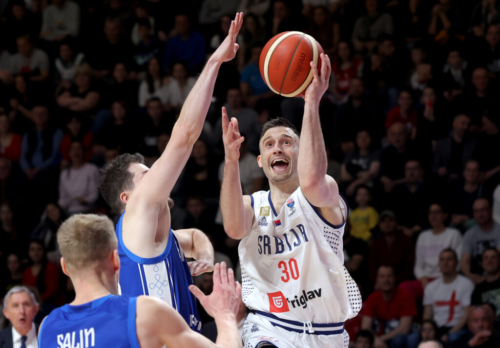 during group G FIBA Eurobasket 2025 qualifying basketball match between Serbia and Finland in Belgrade, Serbia on Feb. 23, 2023. (foto: Pedja Milosavljevic / STARSPORT)