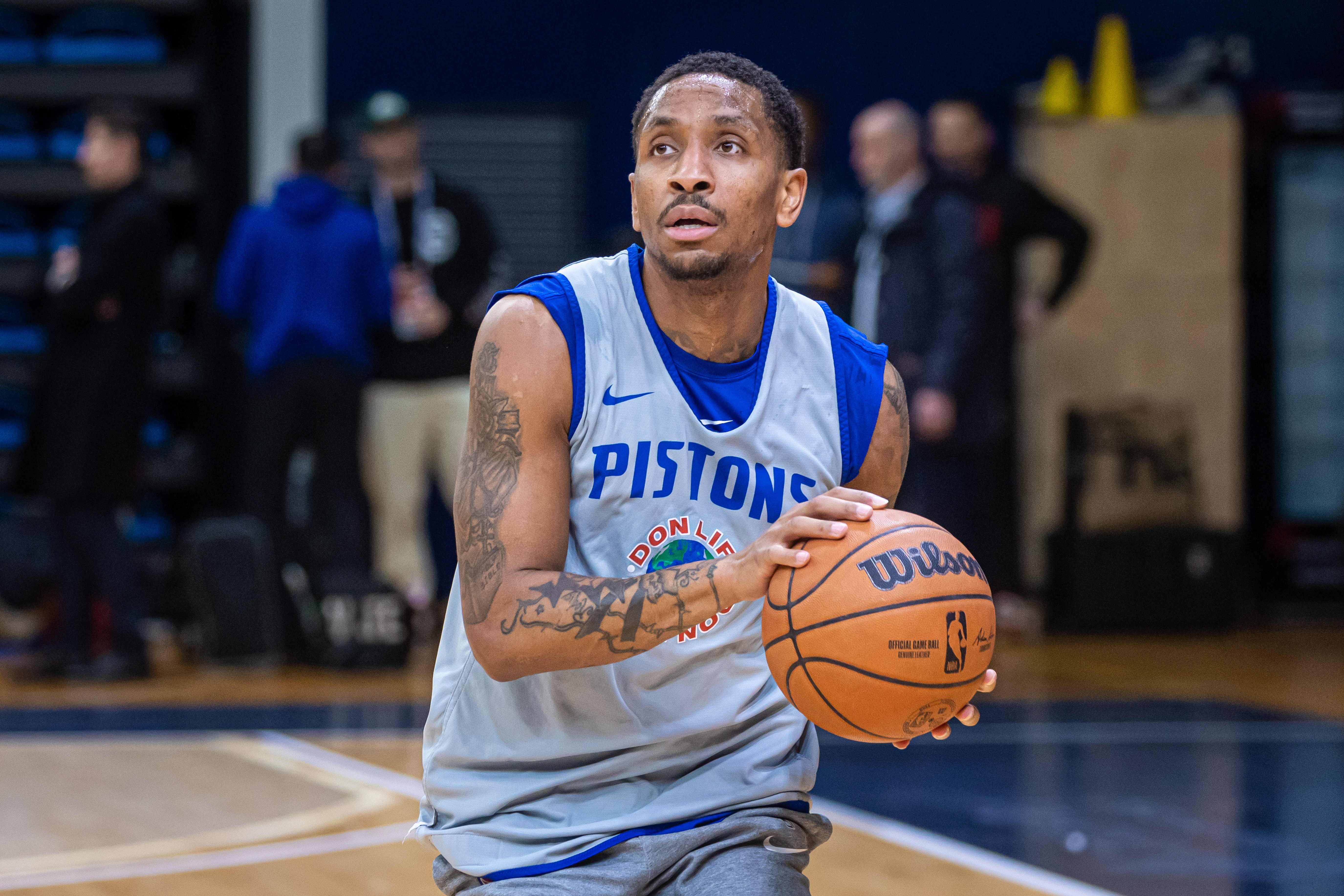 Detroit Pistons training session before an NBA game in Paris
