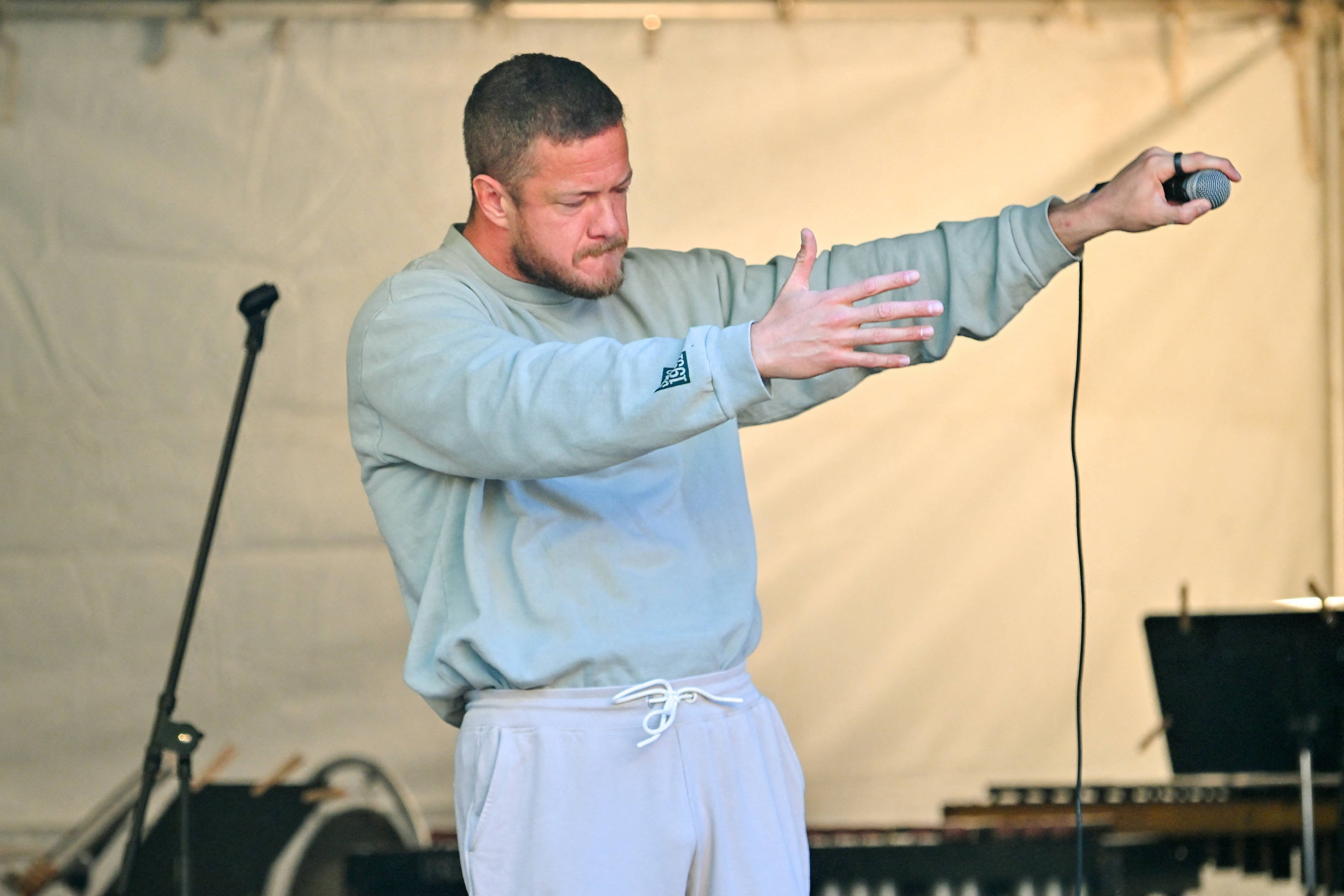 EXCLUSIVE: Imagine Dragon's Dan Reynolds performs at a small festival in Pasadena Ca