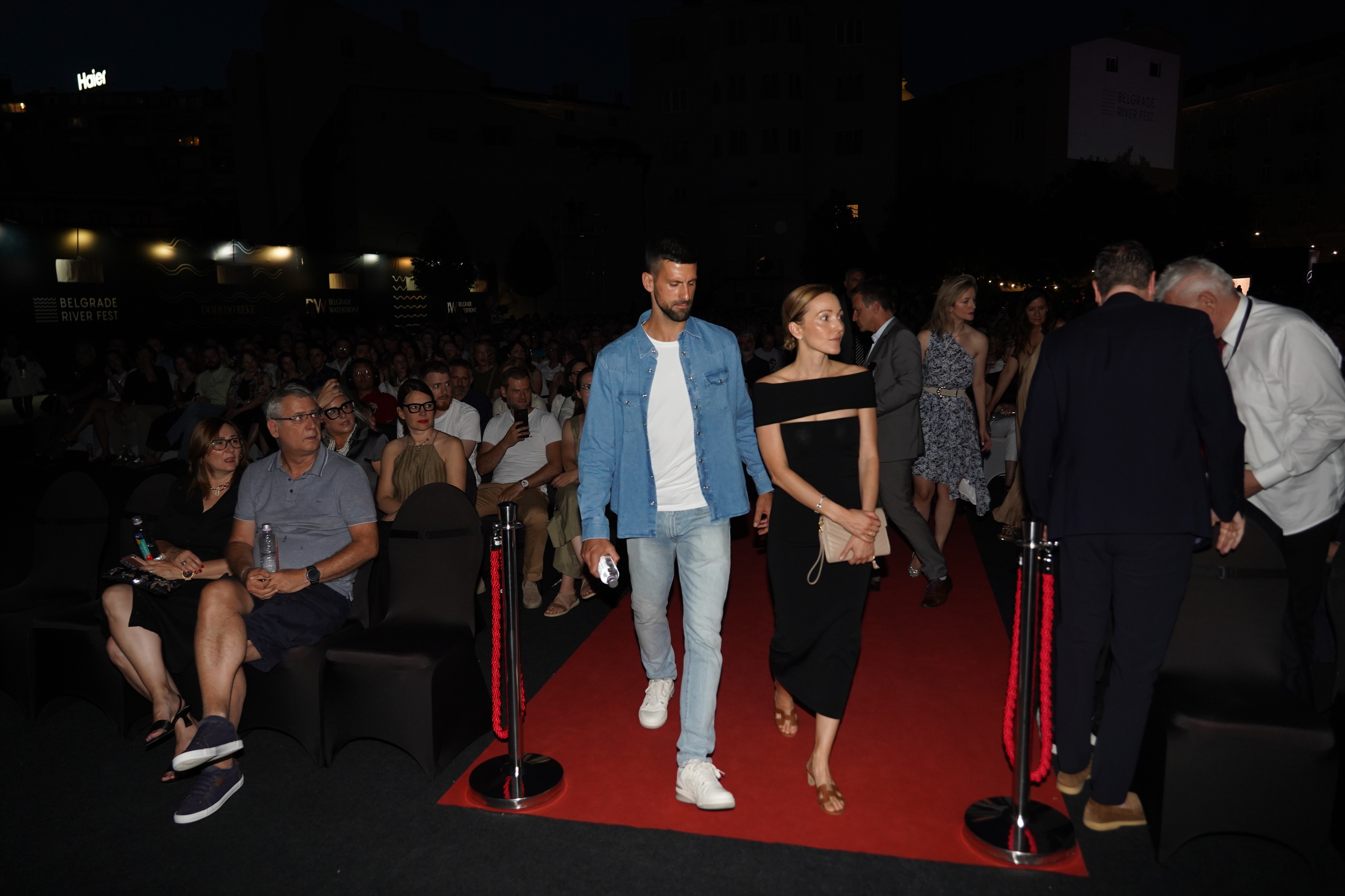 Novak Djokovic and Jelena Djokovic came to listen to Nick Cave, who performed on the second night of the Belgrade River Fest on the plateau near Geozavod.