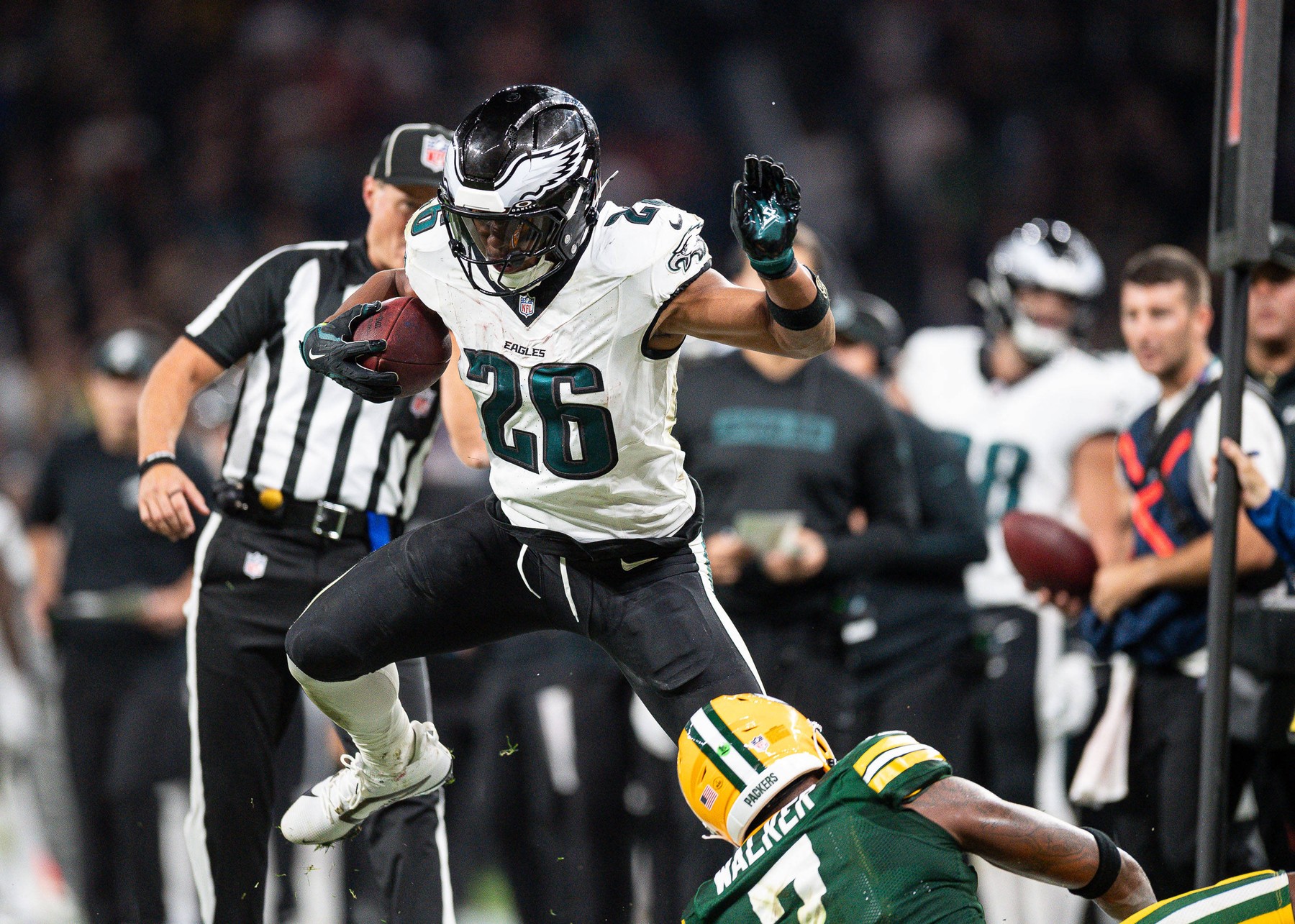 Neo Quimica Arena Saquon Barkley of the Philadelphia Eagles, during the match between Philadelphia Eagles and Green Bay