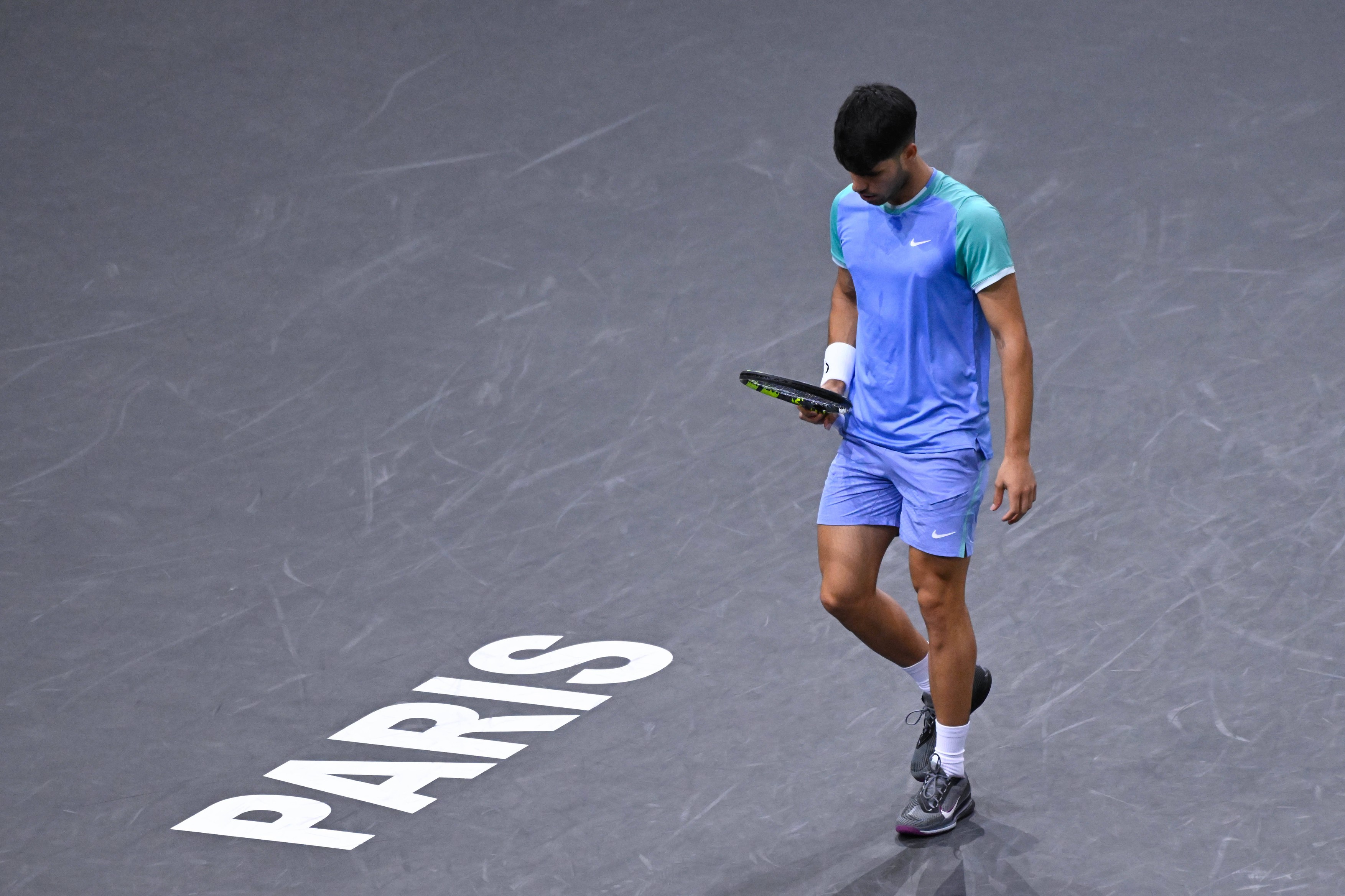 Carlos Alcaraz ( Espagne ) during the Rolex Paris Masters at Accor Hotel Arena on October 29, 2024 in Paris, France. (Ph