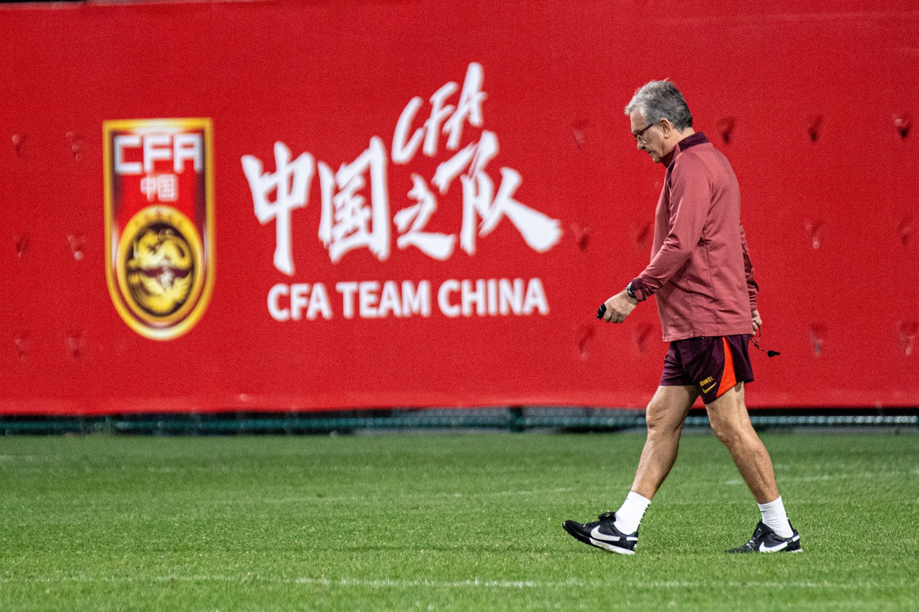 DALIAN, CHINA - SEPTEMBER 07: Head coach of Team China Branko Ivankovic walks during a training session ahead of the 202