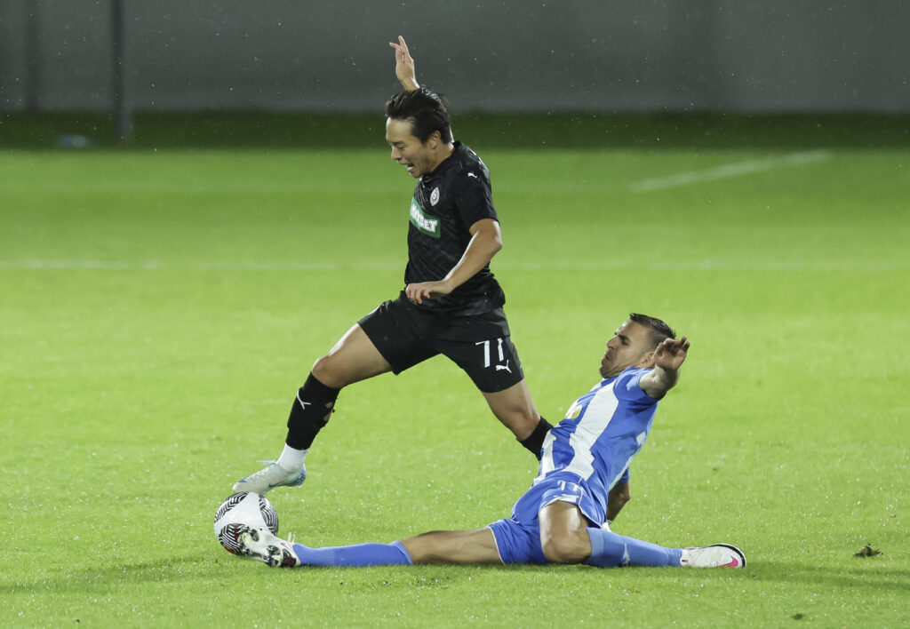 during the Mozzart Super Liga 2024/2025 match between OFK Beograd and Partizan at stadium pod Kraljevicom on September 15, 2024 in Zajecar, Serbia. (Photo by Srdjan Stevanovic/Starsport.rs ©)