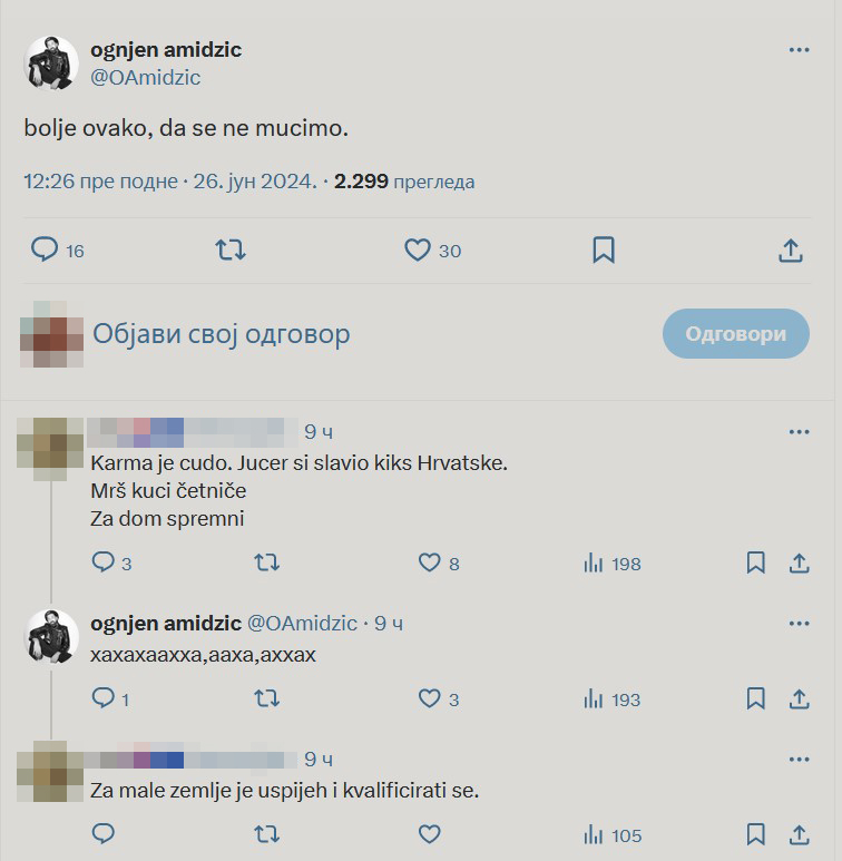 Ognjen Amidžić, tviter, iks, twitter, x, fudbal, Srbija, Hrvatska Foto: Printscreen/X/ognjen amidzic