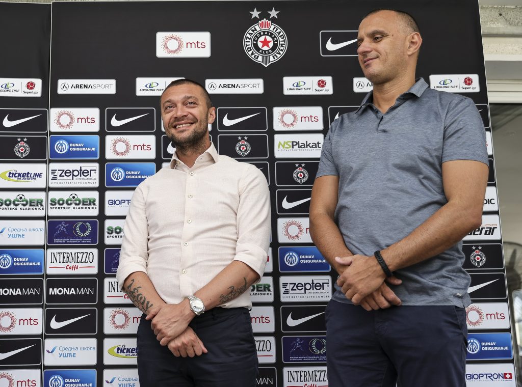 Ivica Iliev (L) and Ivica Kralj
PartizanTrening &amp; Press-Super League Season 2021/20
Beograd, 15.07.2021.
foto: Srdjan StevanovicStarsportphoto ©