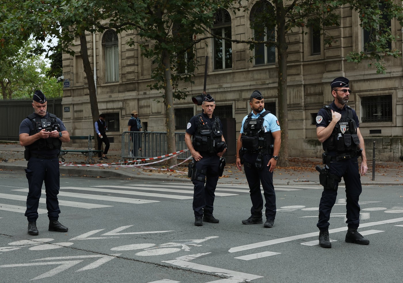 Police close roads ahead of the opening ceremony of the Paris Olympics.