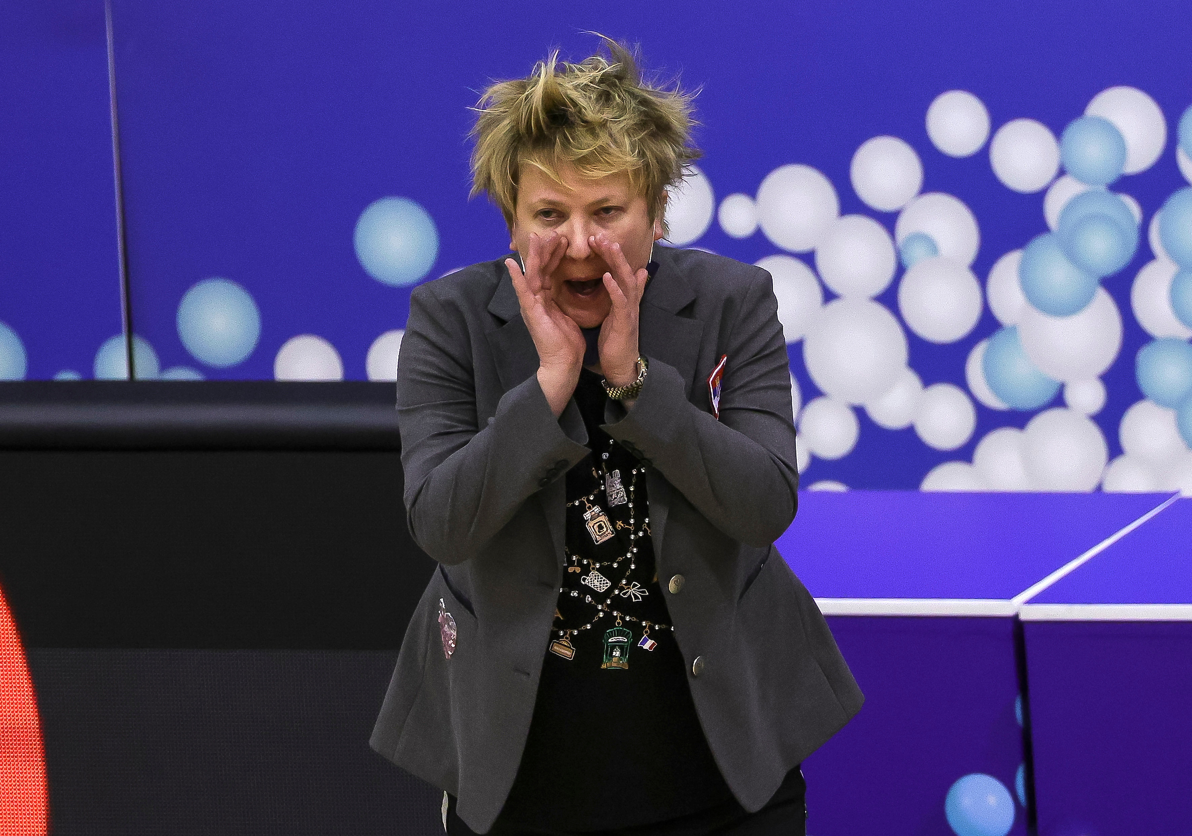 Jelena Brooks and Sonja Vasic-Oprostaj
Kosarka-Srbija v Australija-Womens Basketball World Cup 2022 Qualifying Tournament 
Beograd,101.02.2022.
foto: Srdjan StevanovicStarsport.rs ©