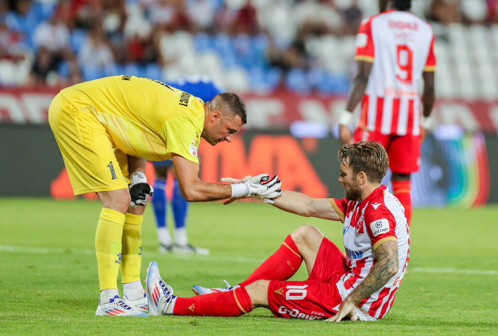 BELGRADE, SERBIA - JULY 27: during the round 2 Mozzart Bet Serbian Super Liga match between Crvena zvezda and Mladost Lucani at the Rajko Mitic Stadium (Marakana) on July 27, 2024 in Belgrade, Serbia. (Photo by: Dimitrije Vasiljevic/STARSPORT)