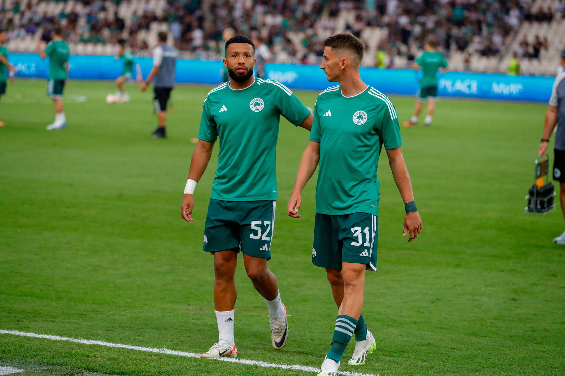 Panathinaikos F.C. v Villarreal CF UEFA Europa League Tonny Vilhena and Filip Djuricic of Panathinaikos F.C. the UEFA Eu