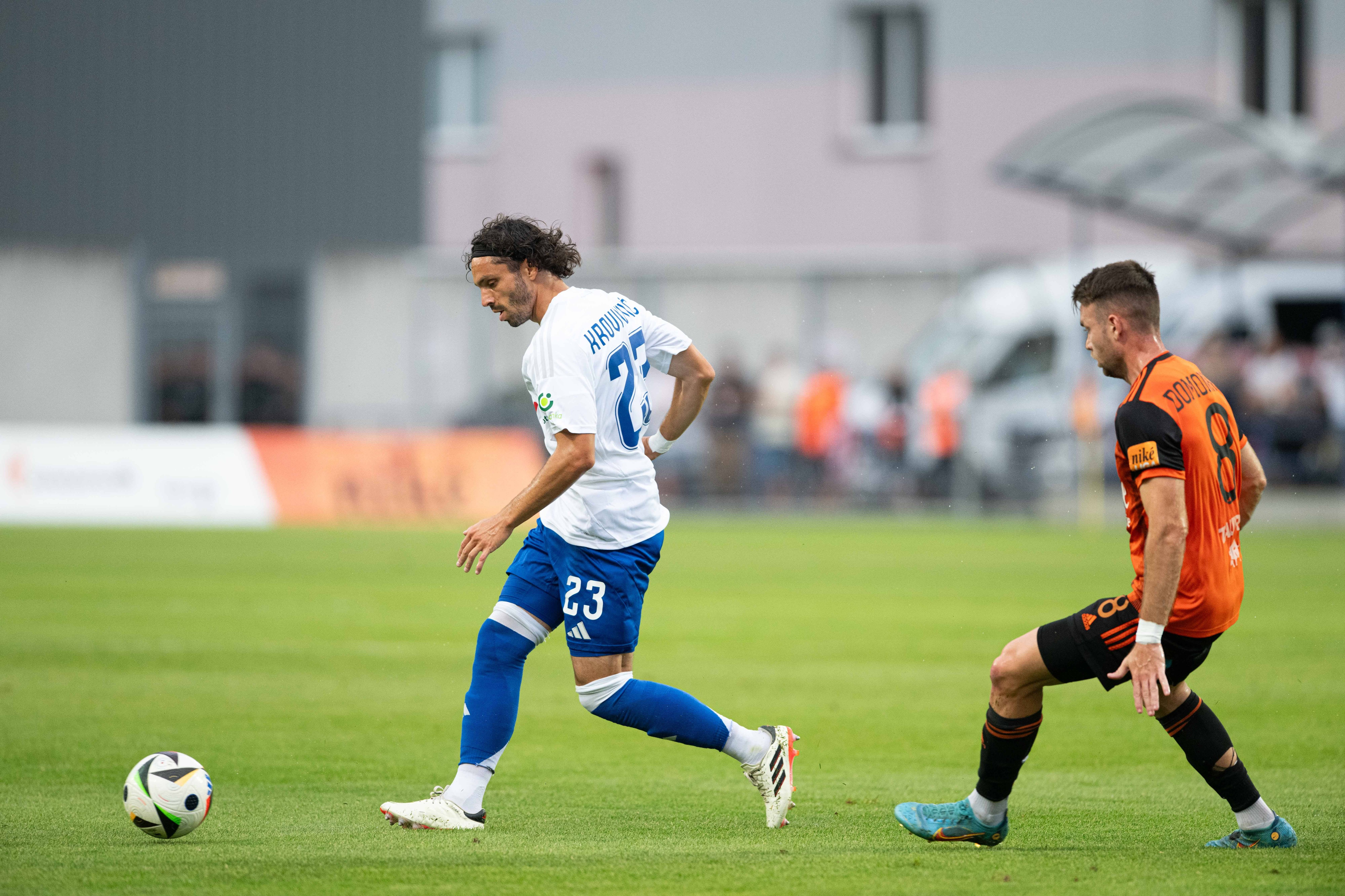 Filip Krovinovic with the ball during UEFA Conference league Quali match, MFK Ruzomberok - HNK Hajduk Split, 08. august