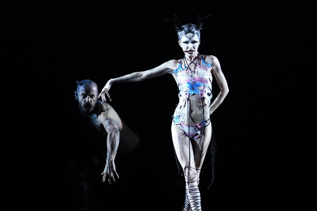 Bambie Thug of Ireland performs the song Doomsday Blue during the Grand Final of the Eurovision Song Contest in Malmo, Sweden, Saturday, May 11, 2024. (AP Photo/Martin Meissner)