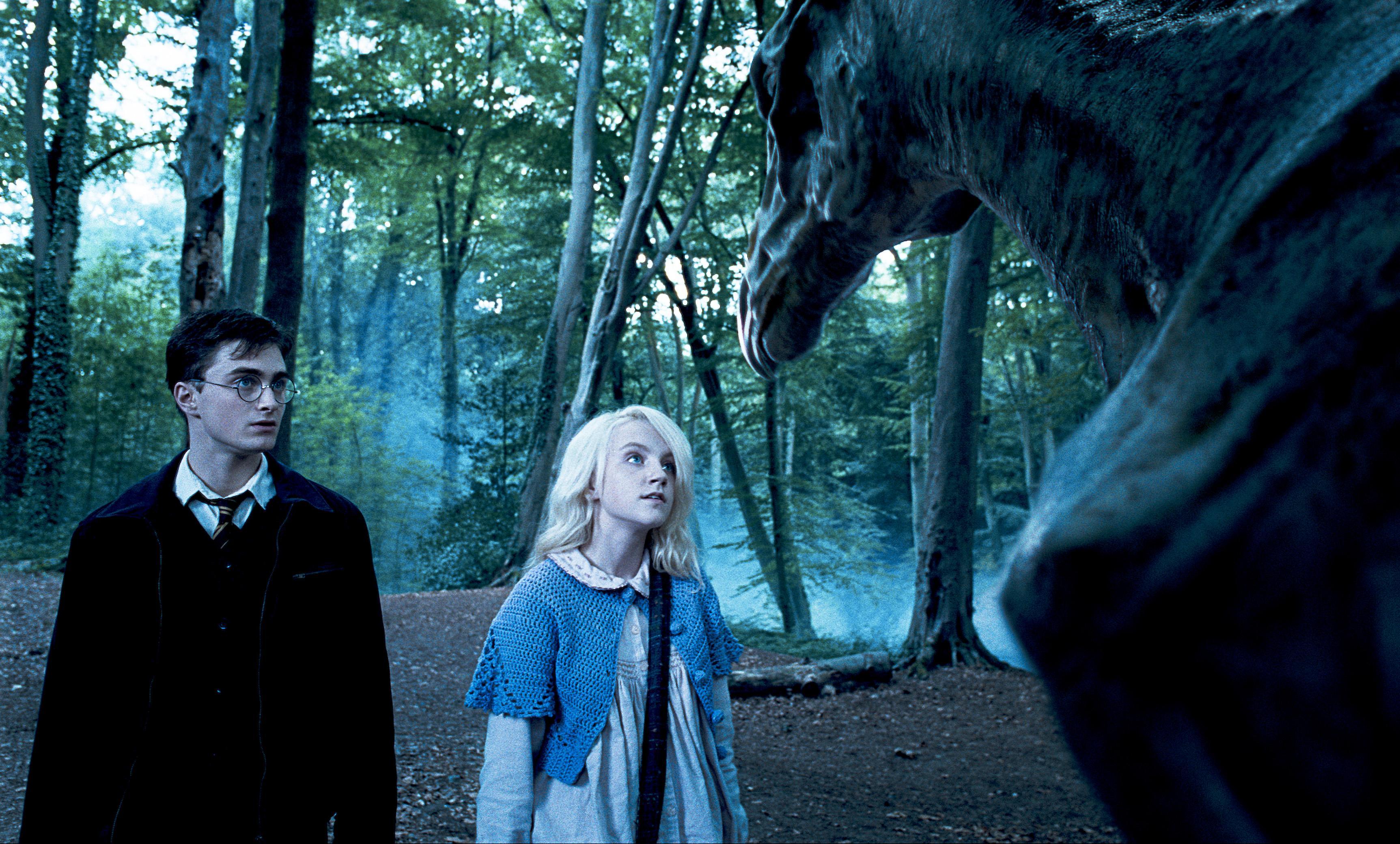 Daniel Radcliffe as Harry Potter and Evanna Lynch as Luna Lovegood in "Harry Potter and the Order of the Phoenix"