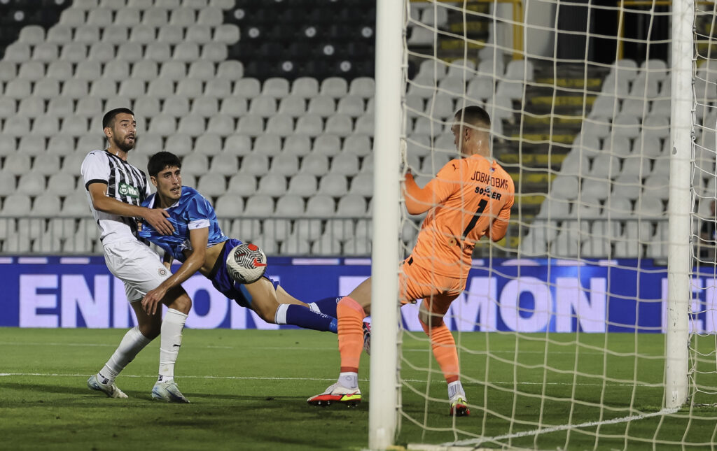 during the UEFA Conference League 2024/2025 Play Off match between Partizan and KAA Gent on stadium FC (JNA) on August 22, 2024 in Belgrade, Serbia. (Photo by Srdjan Stevanovic/Starsport.rs ©)