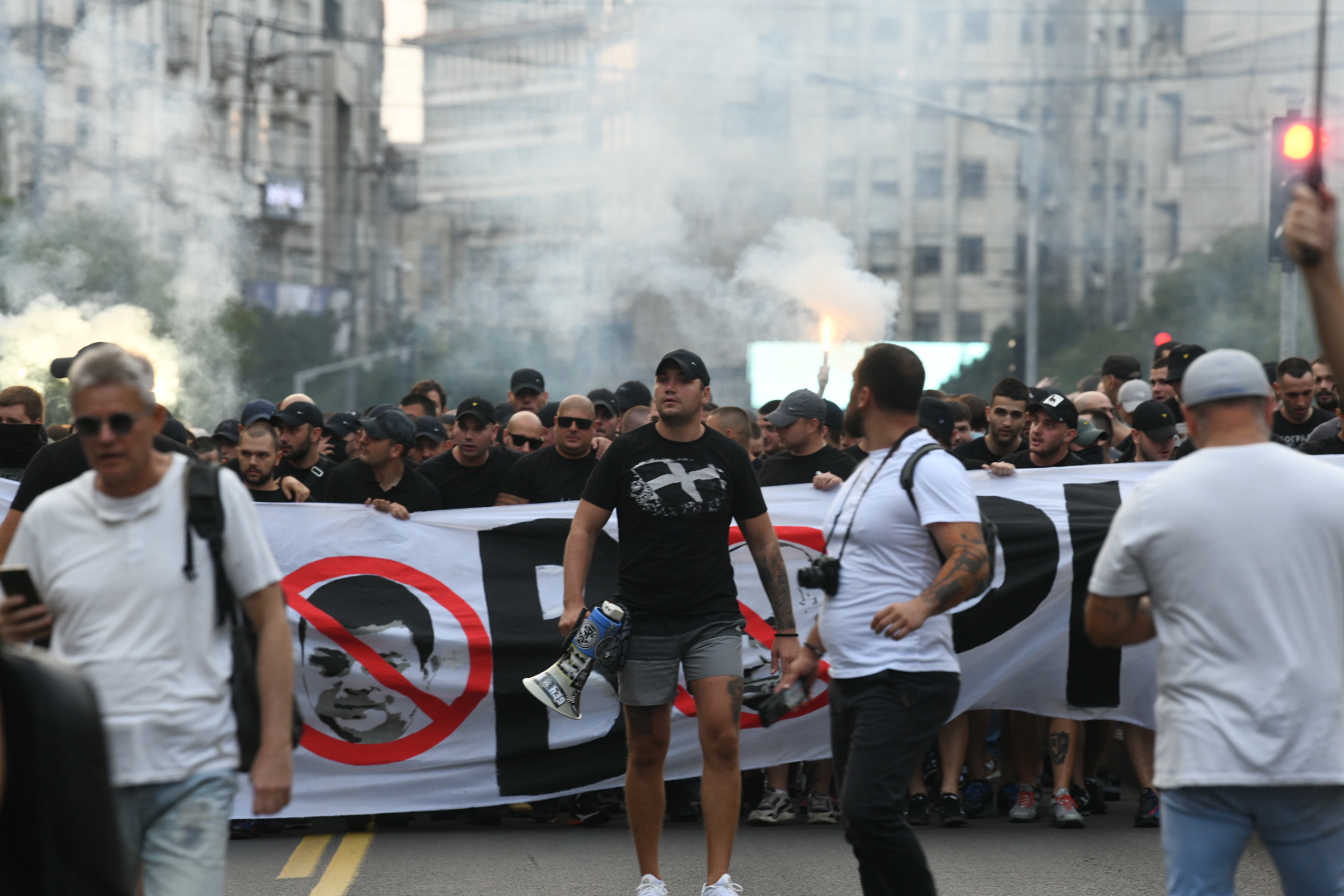 Beograd 31. avgust 2023. Protest navijaca Partizana grobari na Terazijama Foto:Vesna Lalić/Nova.rs