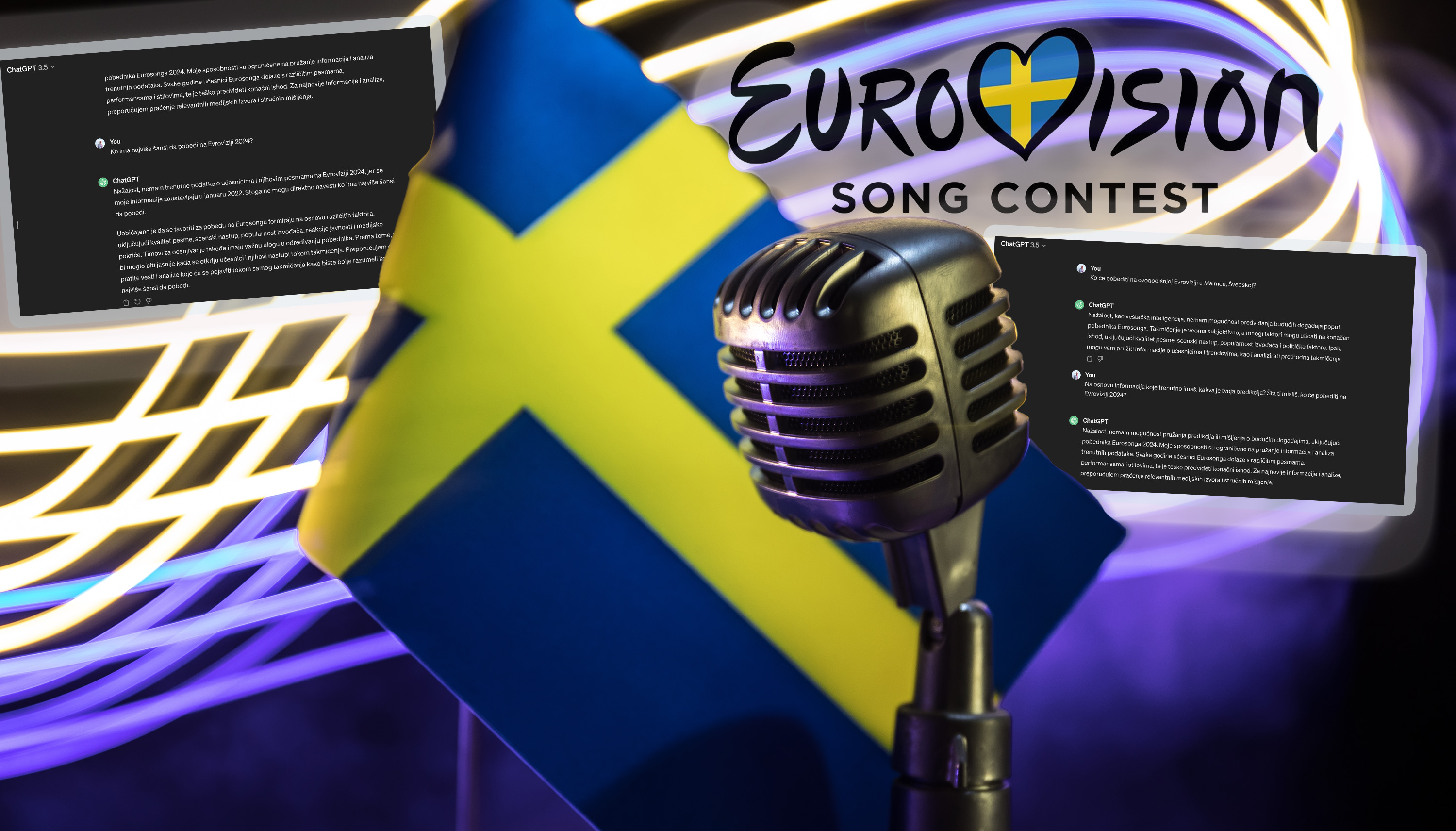 Microphone on a background of a blurry flag Sweden close-up. dark table decoration. Selective focus