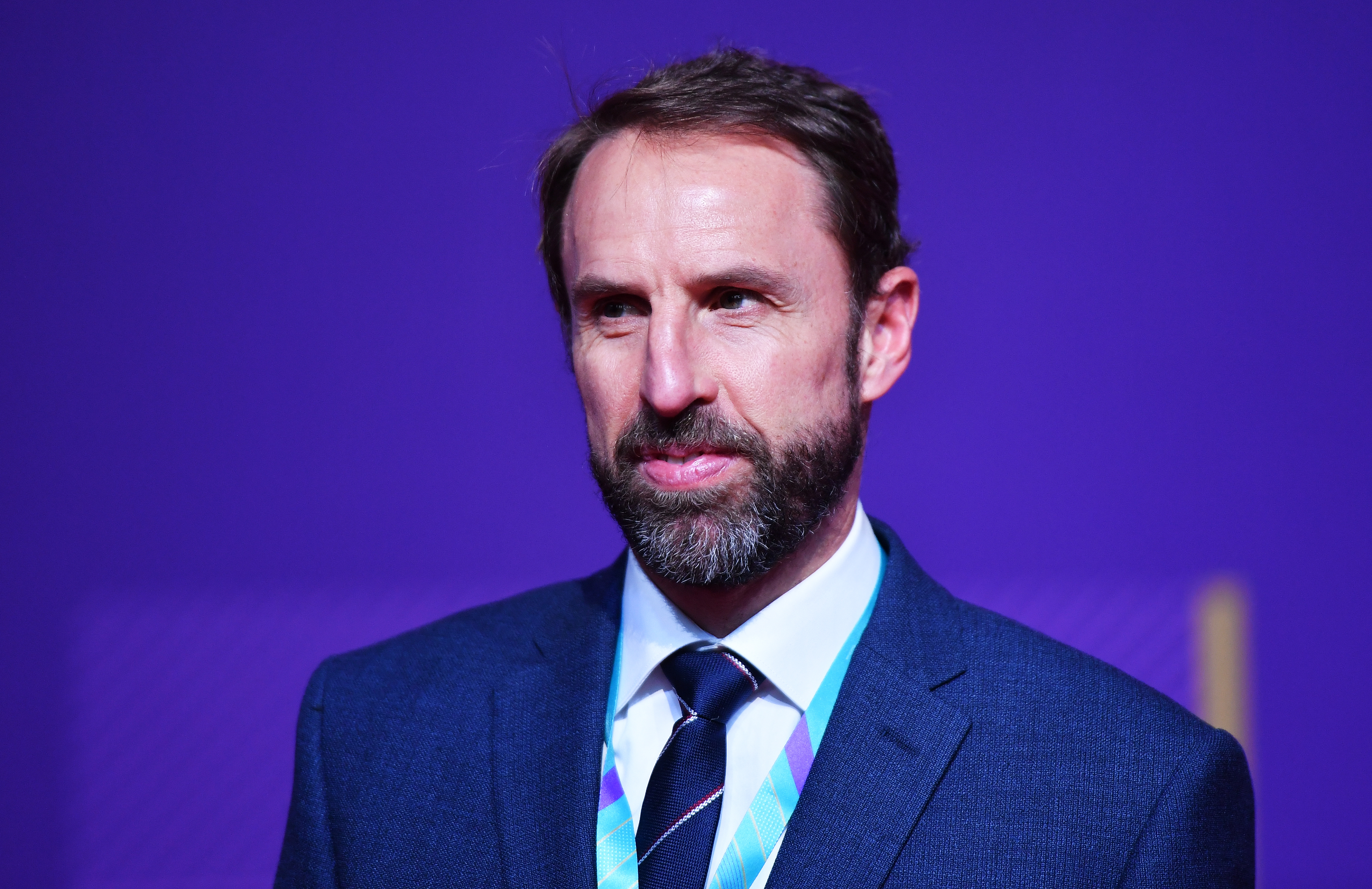 epa09863742 Manager of the English national team Gareth Southgate arrives for the main draw for the FIFA World Cup 2022 in Doha, Qatar, 01 April 2022.  EPA-EFE/NOUSHAD THEKKAYIL