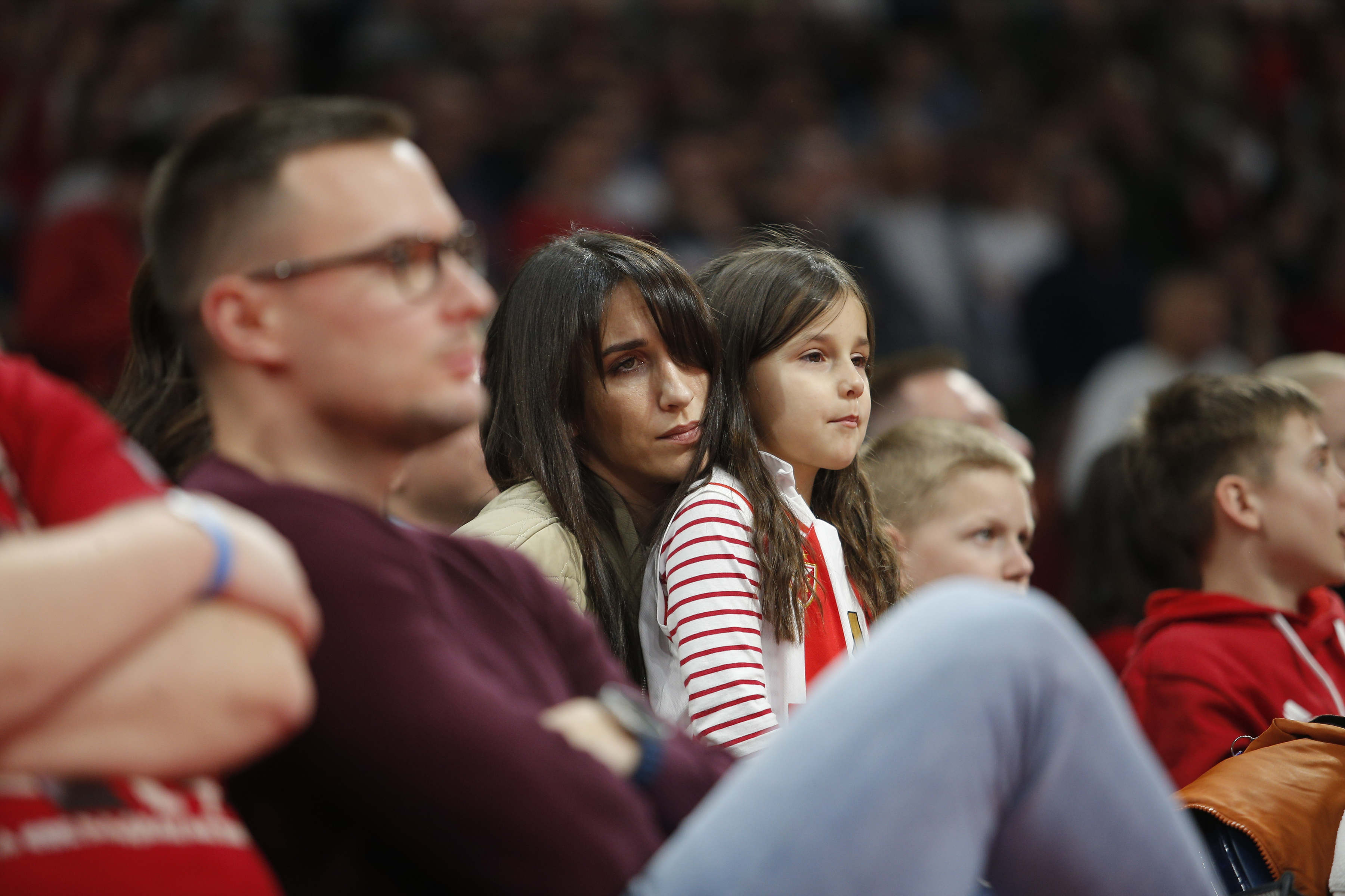 Jelisaveta Orasain with her daughter Petra at the match of the 30th round of the Turkish Airlines Euroleague between KK Crvena Zvezda Meridianbet Belgrade and KK Panathinaikos AKTOR Athens, which is played in Stark Arena.