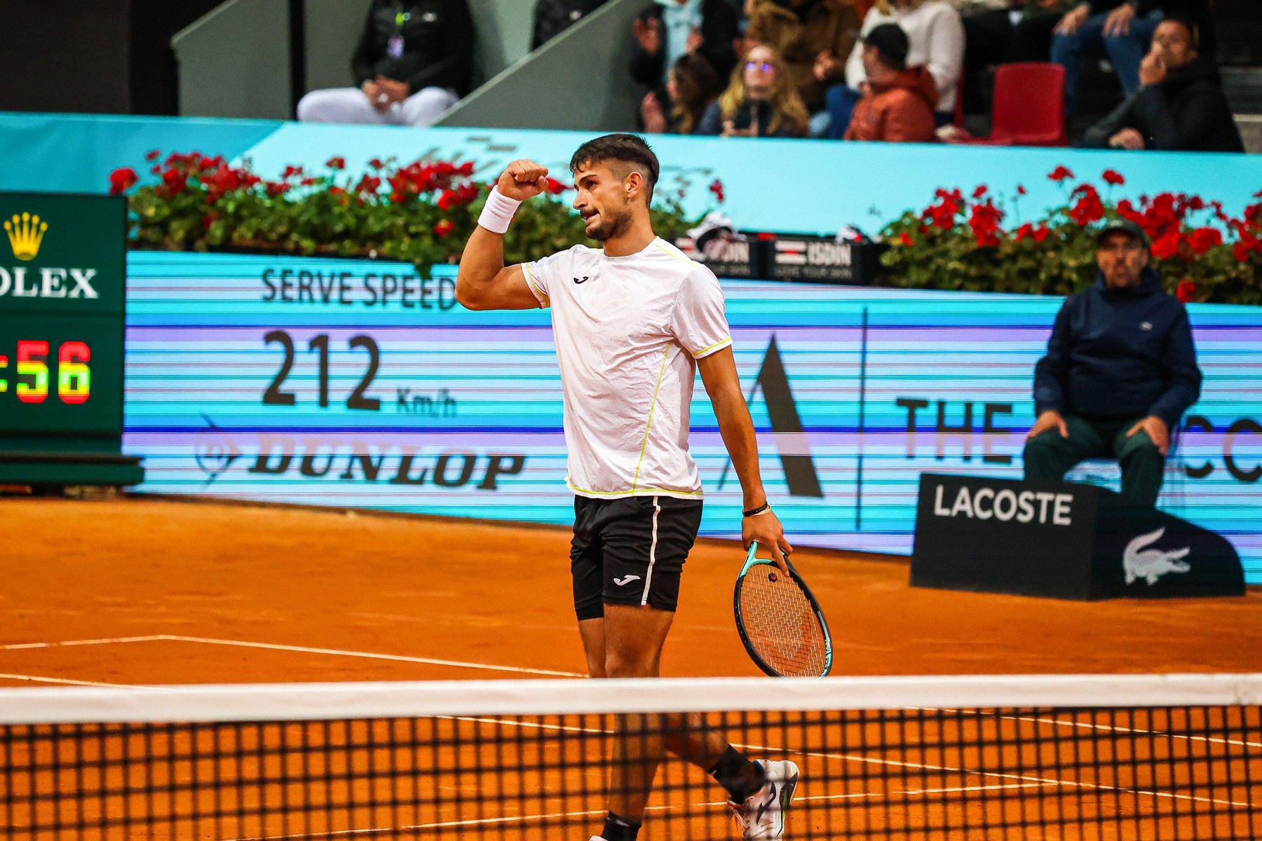 Madrid, Spain. 26th Apr, 2024. Mariano Navone of Argentina plays against Holger Rune of Denmark on Day Five of the Mutua Madrid Open 2024 tournament at La Caja Magica. Holger Rune won against Mariano Navone 5-7, 7-6, 6-4 Credit: SOPA Images Limited/Alamy