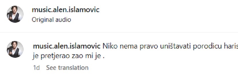 Objava Alena Islamovića