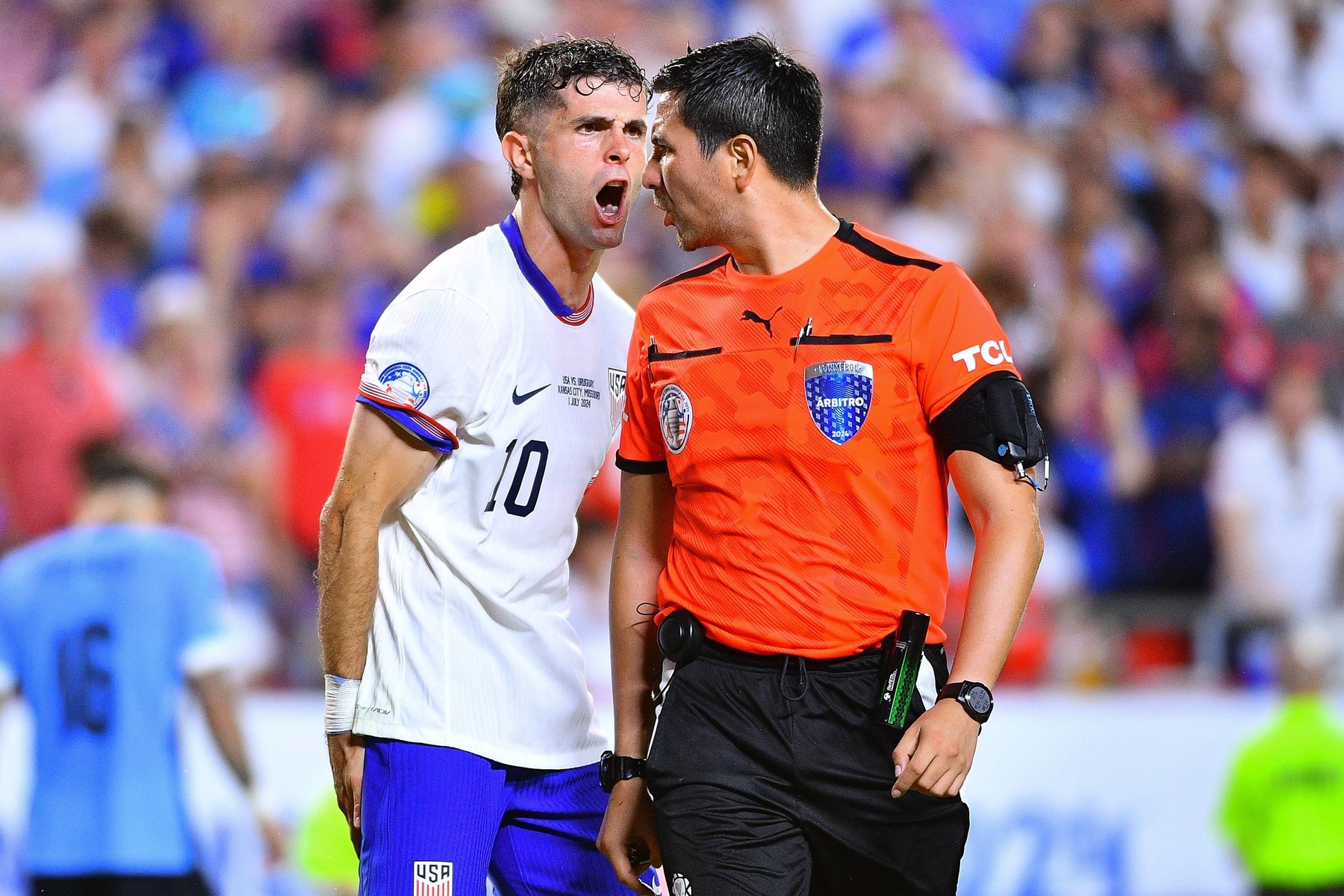 RECORD DATE NOT STATED Copa America USA 2024 United States vs Uruguay Christian Pulisic of USA and referee Kevin Ortega