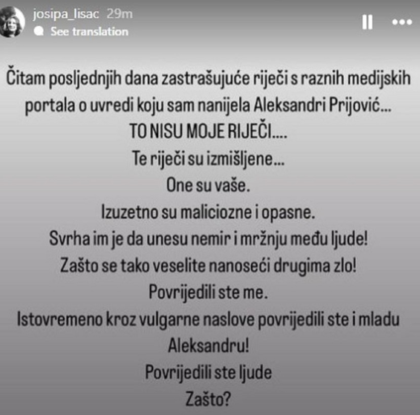 Josipa Lisac Foto: Instagram/josipa_lisac