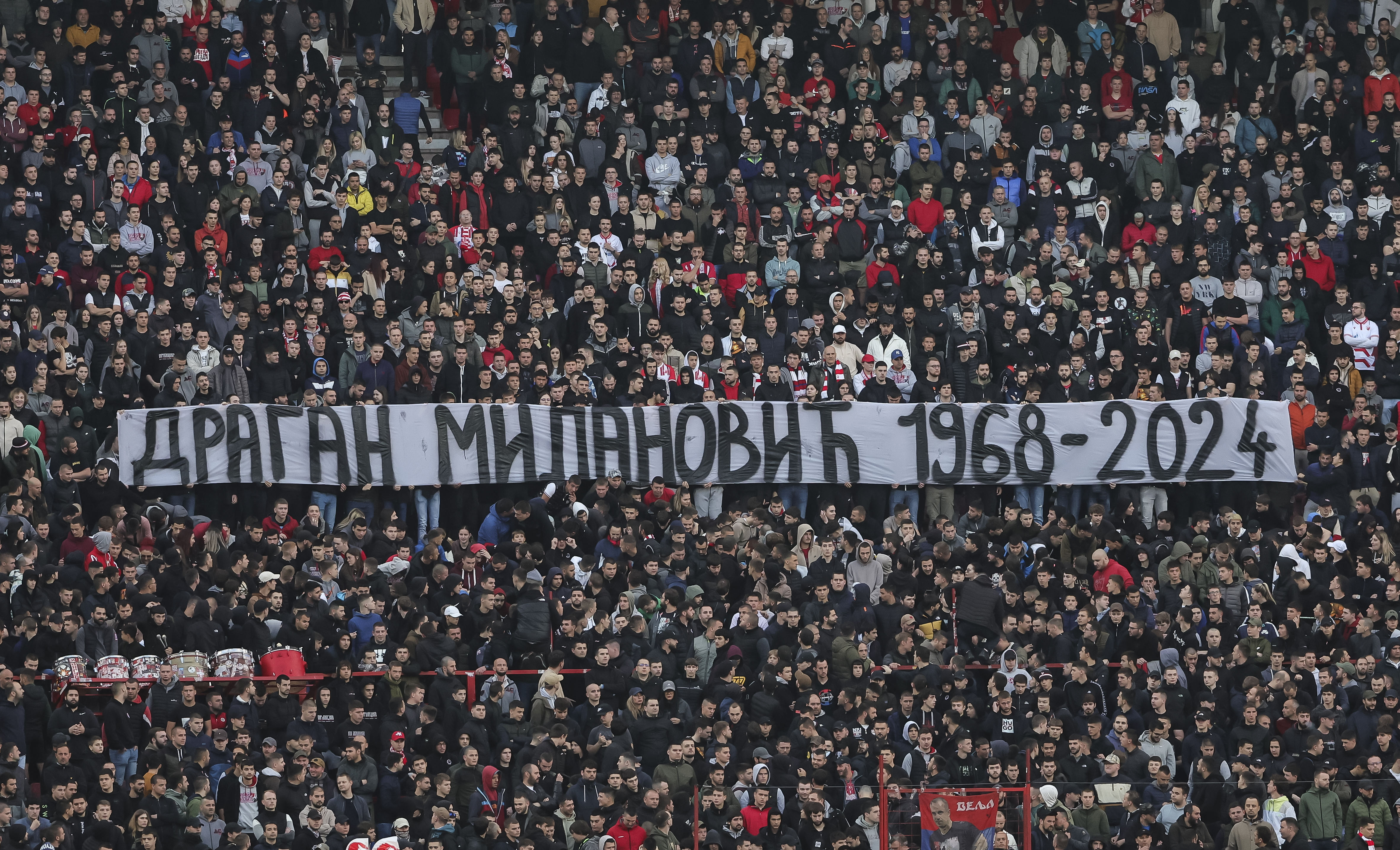 during the derby derbi veciti Polufinale Semifinals Kup Srbije Season 2023/2024 match between Crvena Zvezda and Partizan at stadium Rajko Mitic (Marakana) on April 24, 2024 in Belgrade, Serbia. (Photo by Srdjan Stevanovic/Starsport.rs ©)