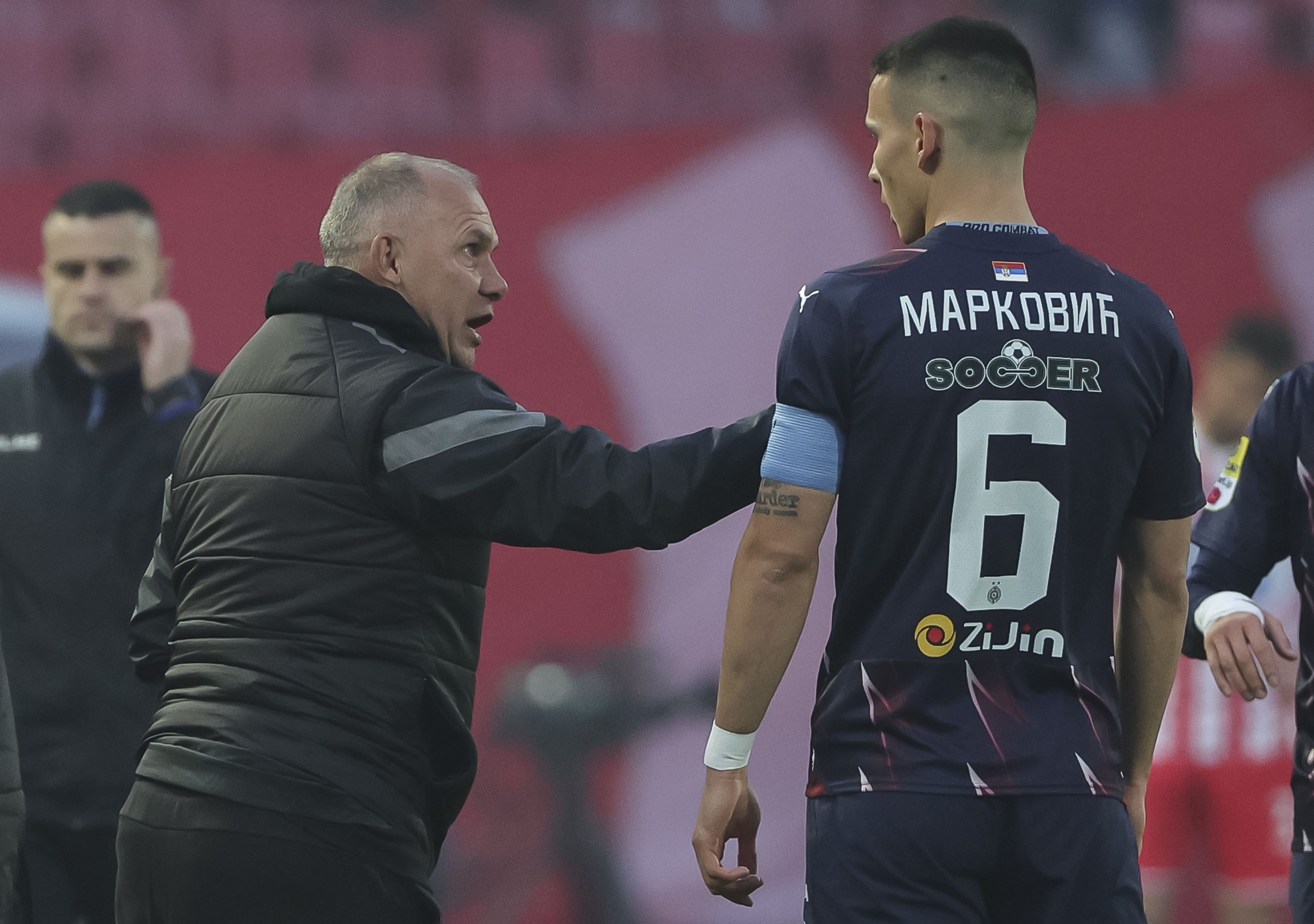 during the derby derbi veciti Polufinale Semifinals Kup Srbije Season 2023/2024 match between Crvena Zvezda and Partizan at stadium Rajko Mitic (Marakana) on April 24, 2024 in Belgrade, Serbia. (Photo by Srdjan Stevanovic/Starsport.rs ©)