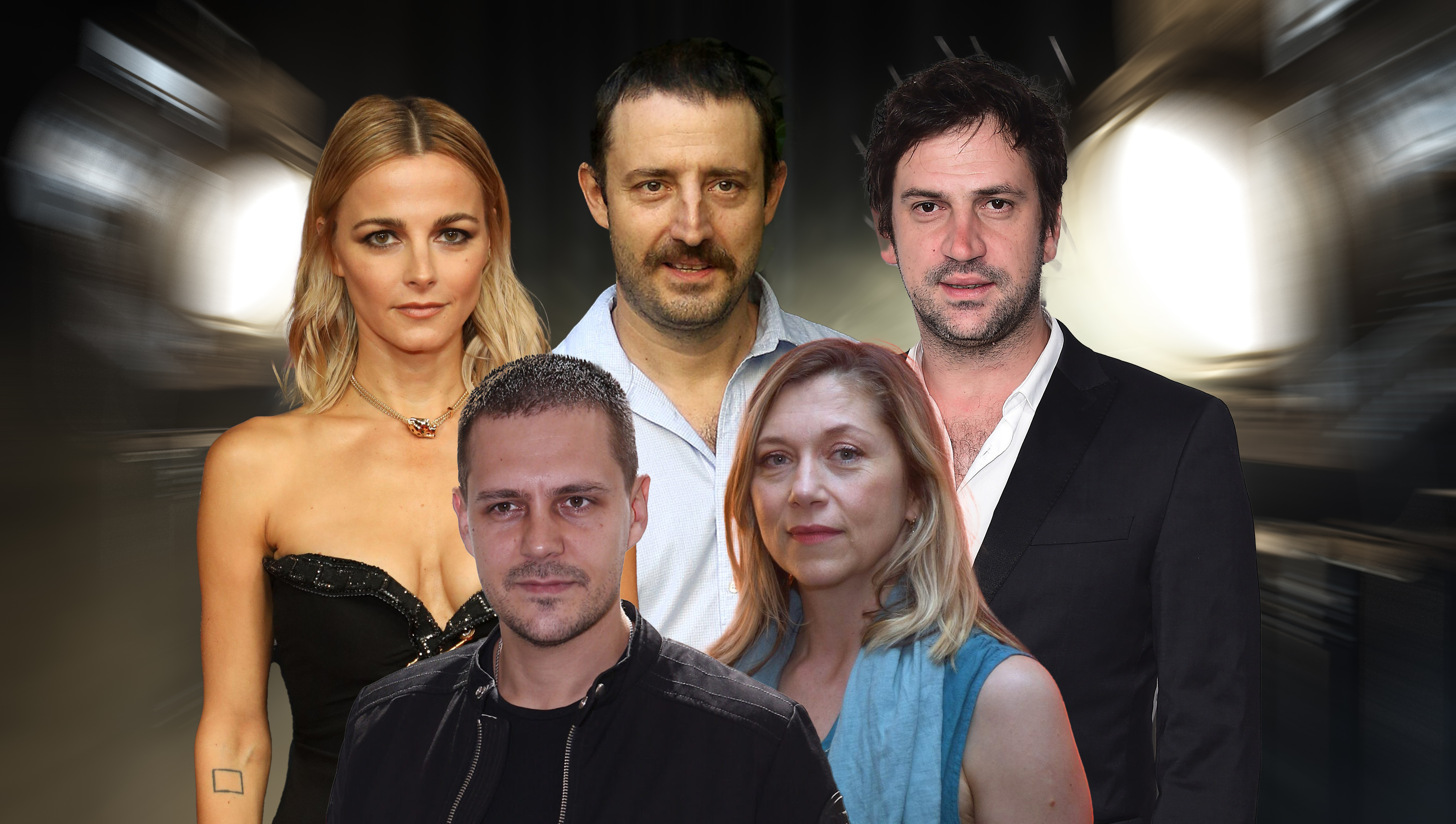 theater spot lights on black curtain with smoke Miloš Biković, Bojana Novaković, Nikola Đuričko, Branka Katić, Goran Bogdan