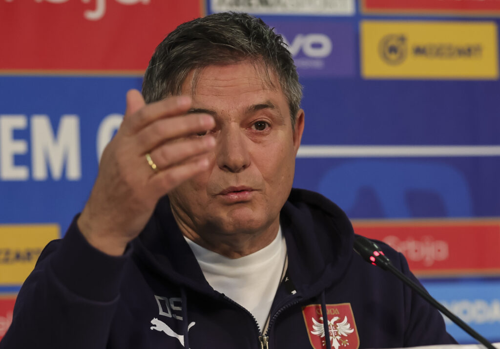 Head coach Dragan Stojkovic Piksi during the press conference at Sports center FSS on March 18, 2024 in Stara Pazova , Serbia. (Photo by Predrag Milosavljevic/Starsport.rs ©)