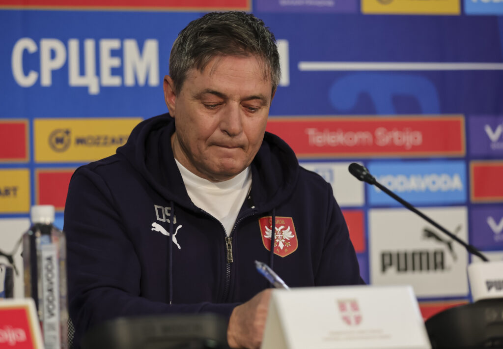 Head coach Dragan Stojkovic Piksi during the press conference at Sports center FSS on March 18, 2024 in Stara Pazova , Serbia. (Photo by Predrag Milosavljevic/Starsport.rs ©)