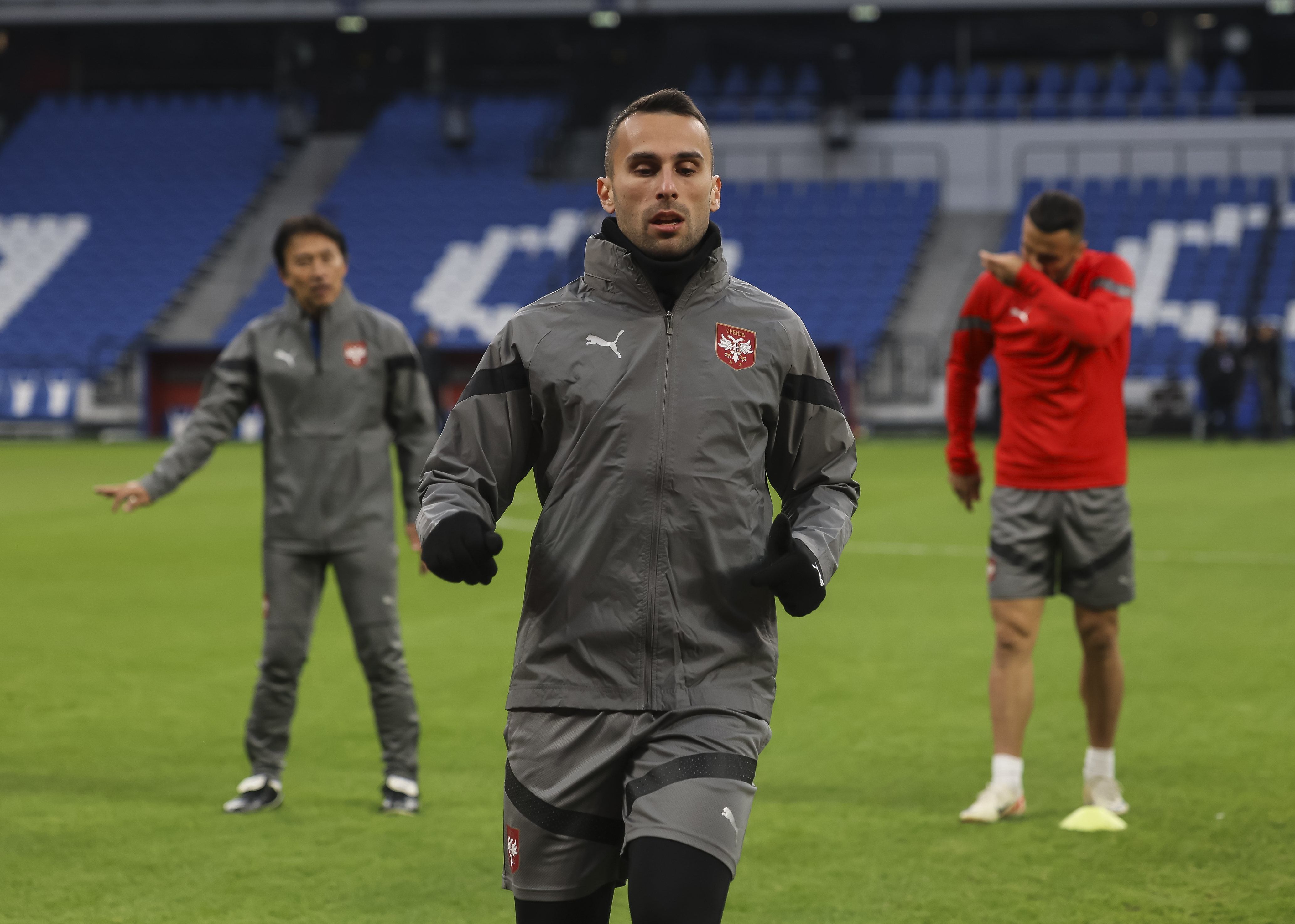 Serbia national team practice trening training, prior to the Friendly International football match between Russia and Serbia at Stadium VTB Arena on March 20, 2024 in Moscow, Russia. (Photo by ikola Gligic/Starsport.rs ©)