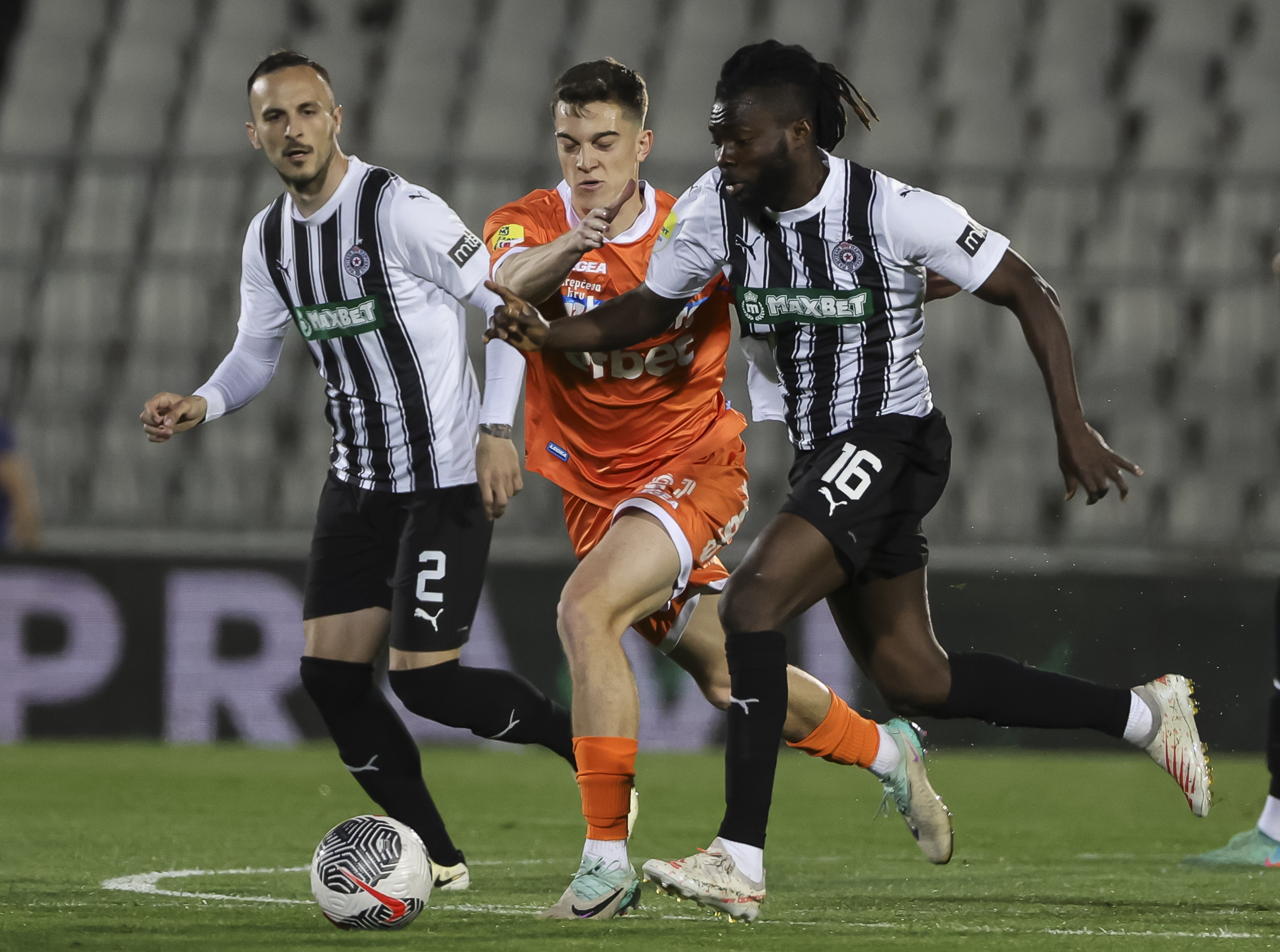 during the Mozzart Super Liga 2023/2024 match between Partizan and Spartak Subotica at stadium FK Partizan (JNA) on March 30, 2024 in Belgrade, Serbia. (Photo by Srdjan Stevanovic/Starsport.rs ©)