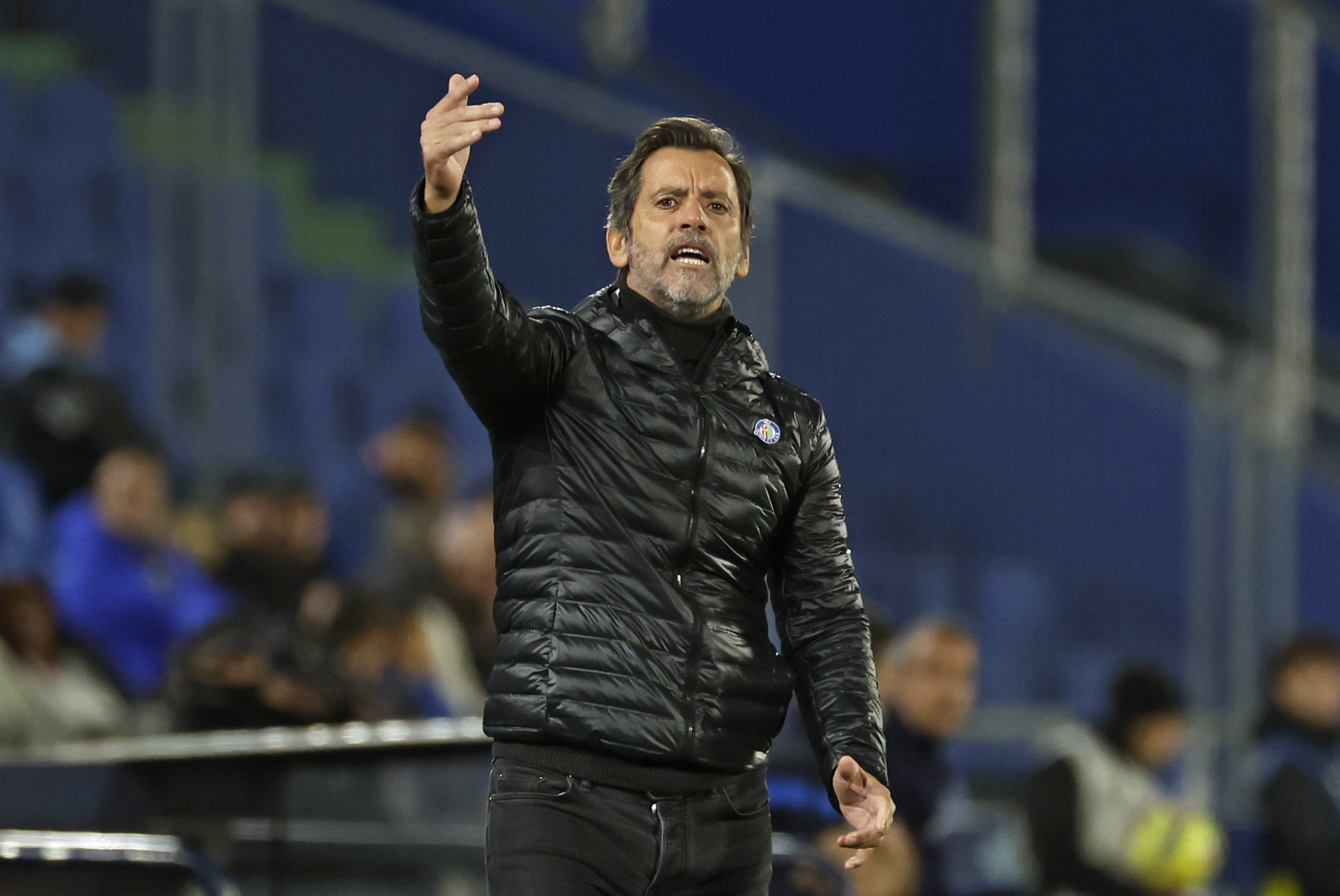 epa10480691 Getafe's head coach Quique Sanchez Flores reacts during the Spanish LaLiga soccer match between Getafe CF and Valencia CF in Getafe, Spain, 20 February 2023.  EPA-EFE/JUANJO MARTIN