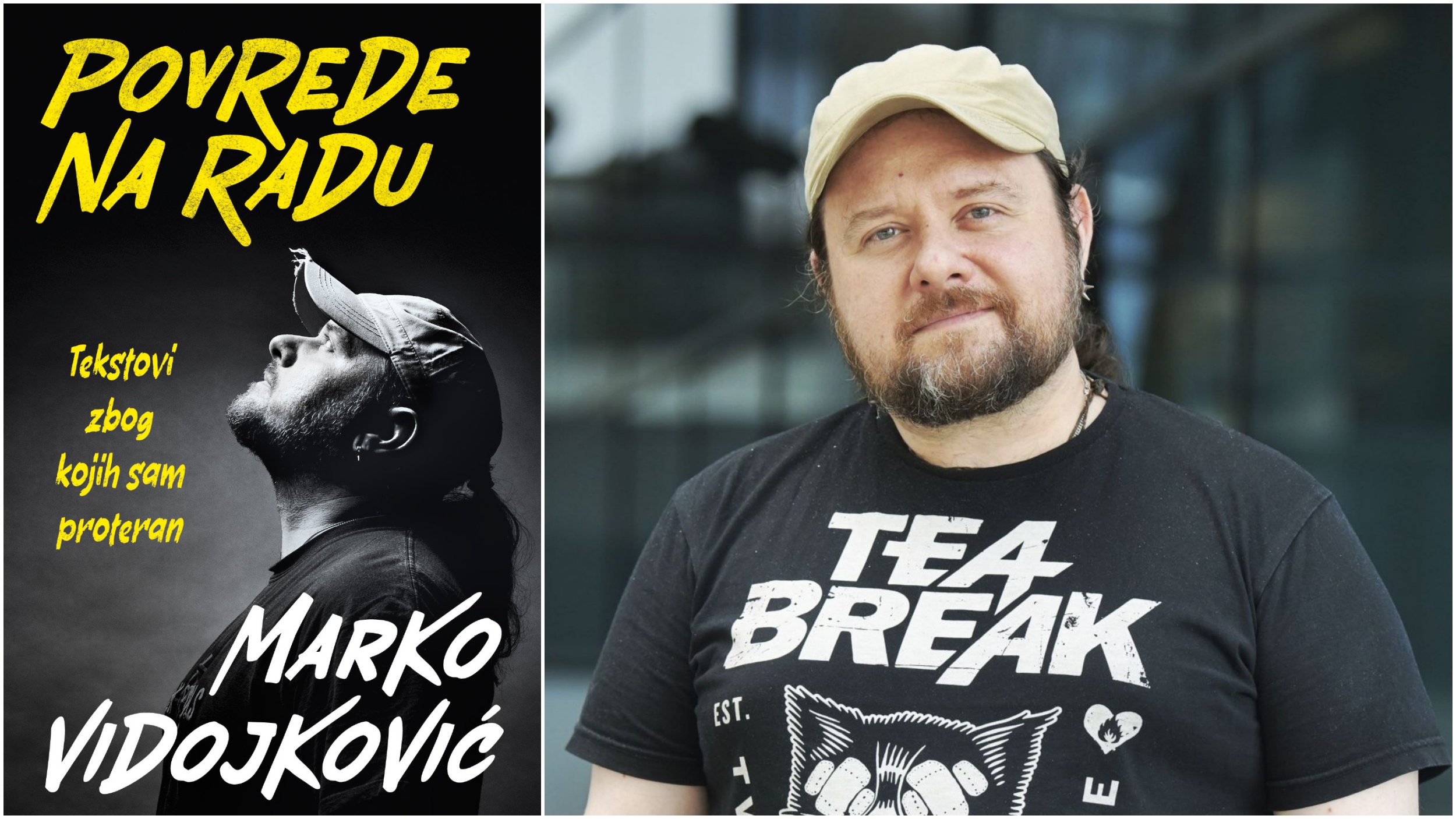 Marko Vidojković, Povrede na radu, tekstovi zbog kojih sam proteran, knjiga, korice, kombo Foto: Goran Srdanov/Nova.rs/Laguna/Promo