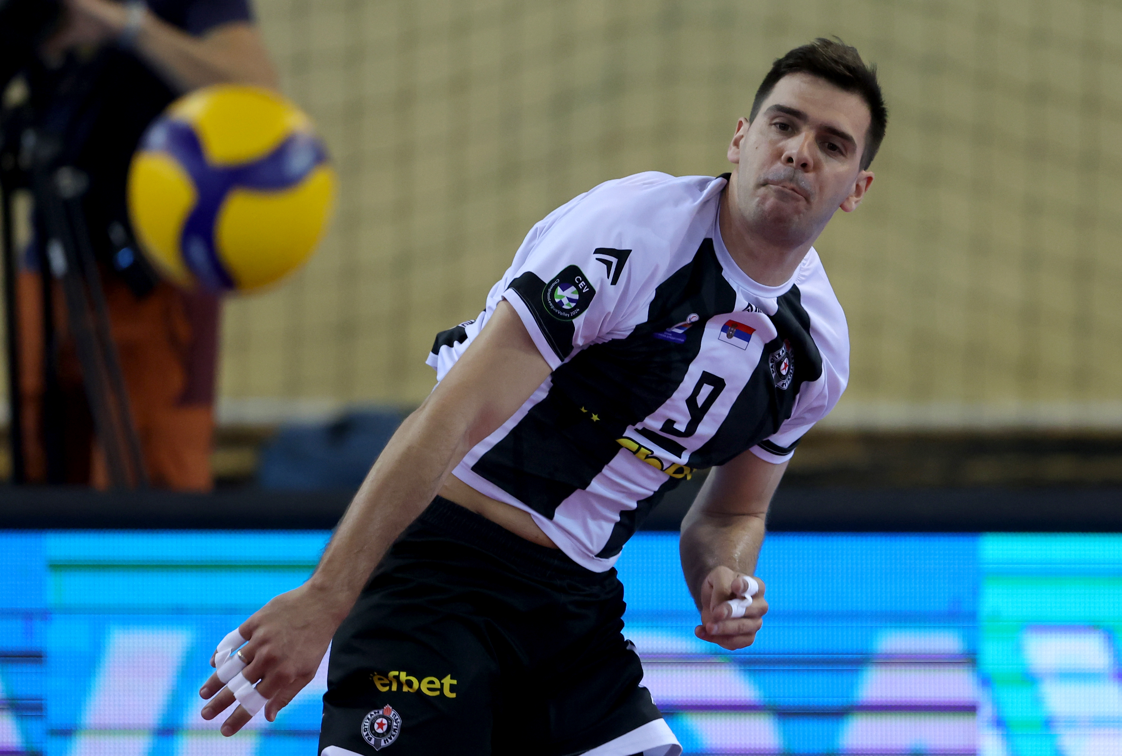 Milija Mrdak Crvena Zvezda - Partizan odbojka, superliga play off finale prva utakmica 14.4.2024. Beograd Srbija (credit image &amp; photo: Predrag Milosavljevic / STARSPORT)