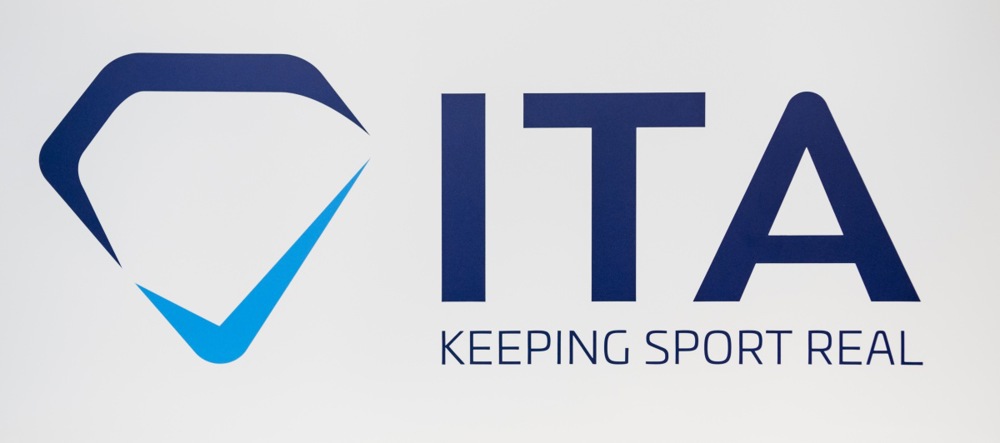 epa06924929 A logo of the International Testing Agency, (ITA) the new anti-doping testing agency, is seen in Lausanne, Switzerland, 02 August 2018 (issued 03 August 2018).  EPA-EFE/JEAN-CHRISTOPHE BOTT
