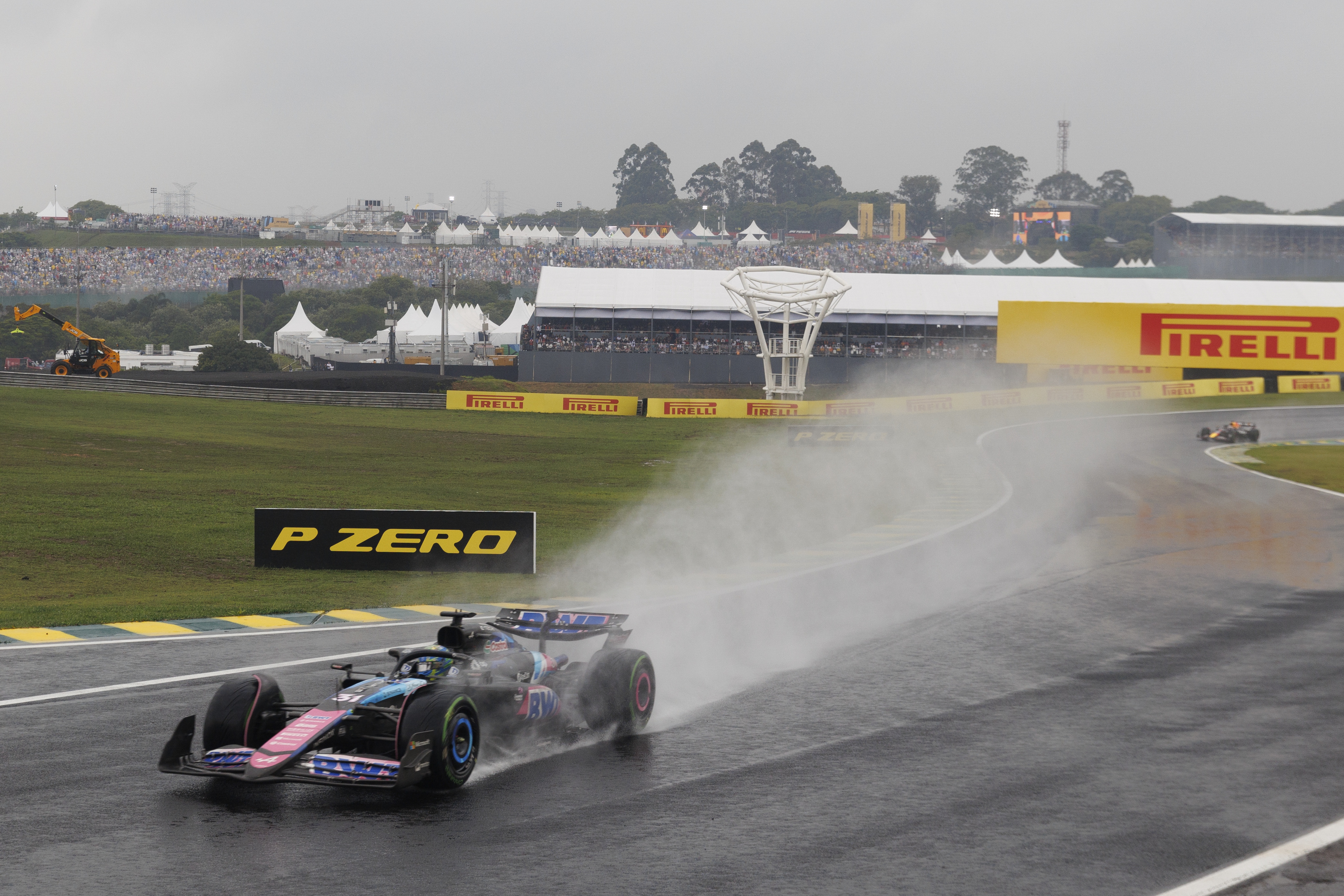 epa11699463 Alpine driver Esteban Ocon of France in action during the Formula One Grand Prix of Sao Paulo at the Autodromo Jose Carlos Pace race track in Interlagos, Sao Paulo, Brazil, 03 November 2024.  EPA-EFE/Isaac Fontana