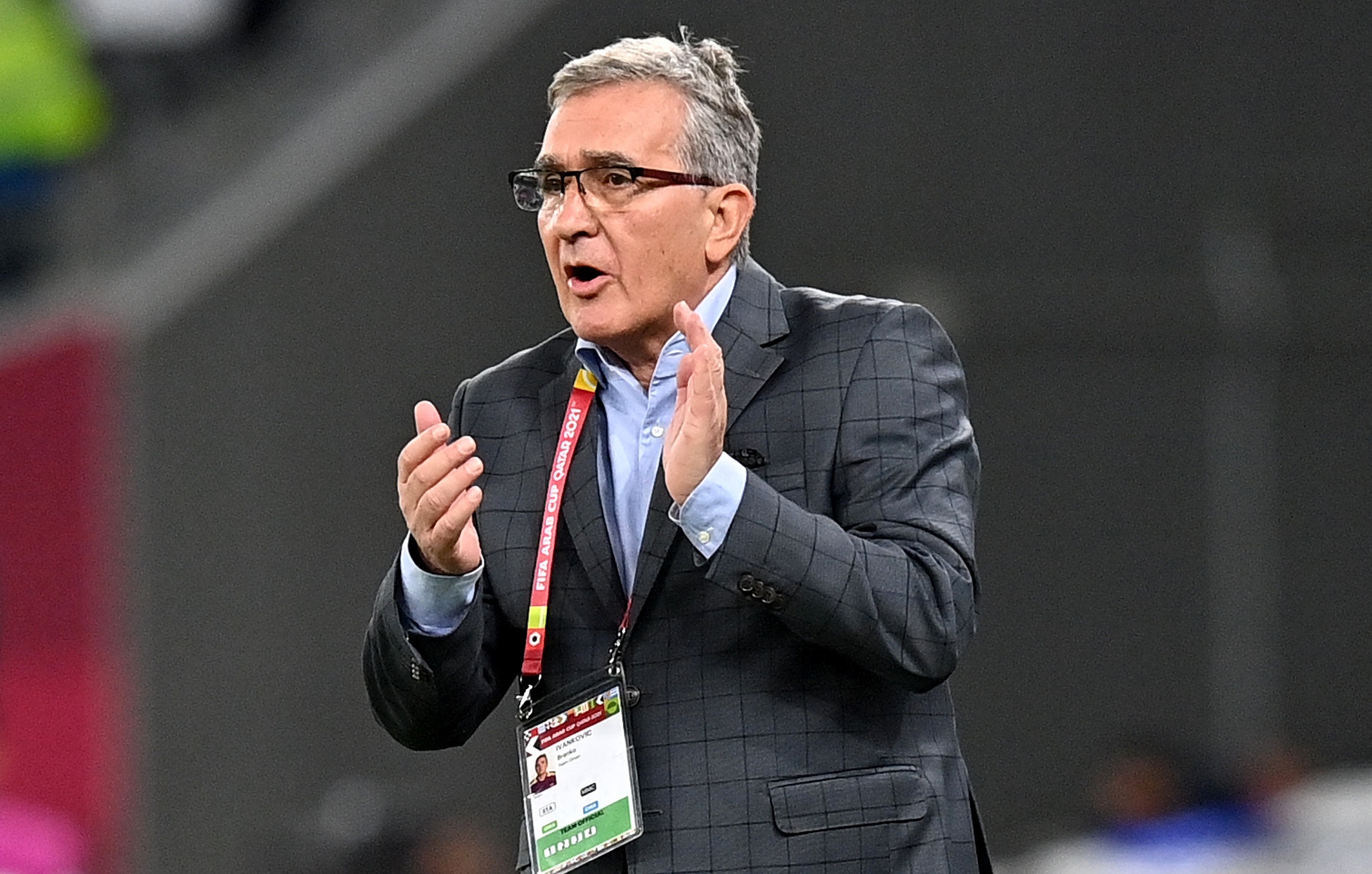 epa09619297 Oman's Croatian head coach Branko Ivankovic during the FIFA Arab Cup group A soccer match between Oman and Qatar in Al-Rayyan, Qatar, 03 December 2021.  EPA-EFE/Noushad Thekkayil