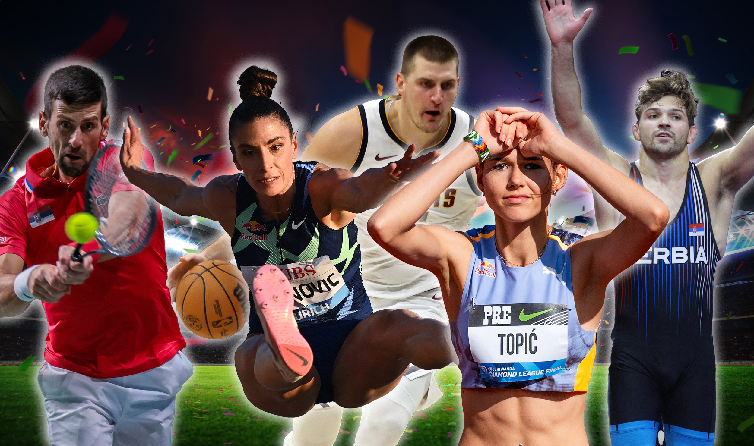 2. Đoković + Jokić (Denver) + Ivana Španović + Angelina Topić + Stevan Mićić (rvač).  KOMBO