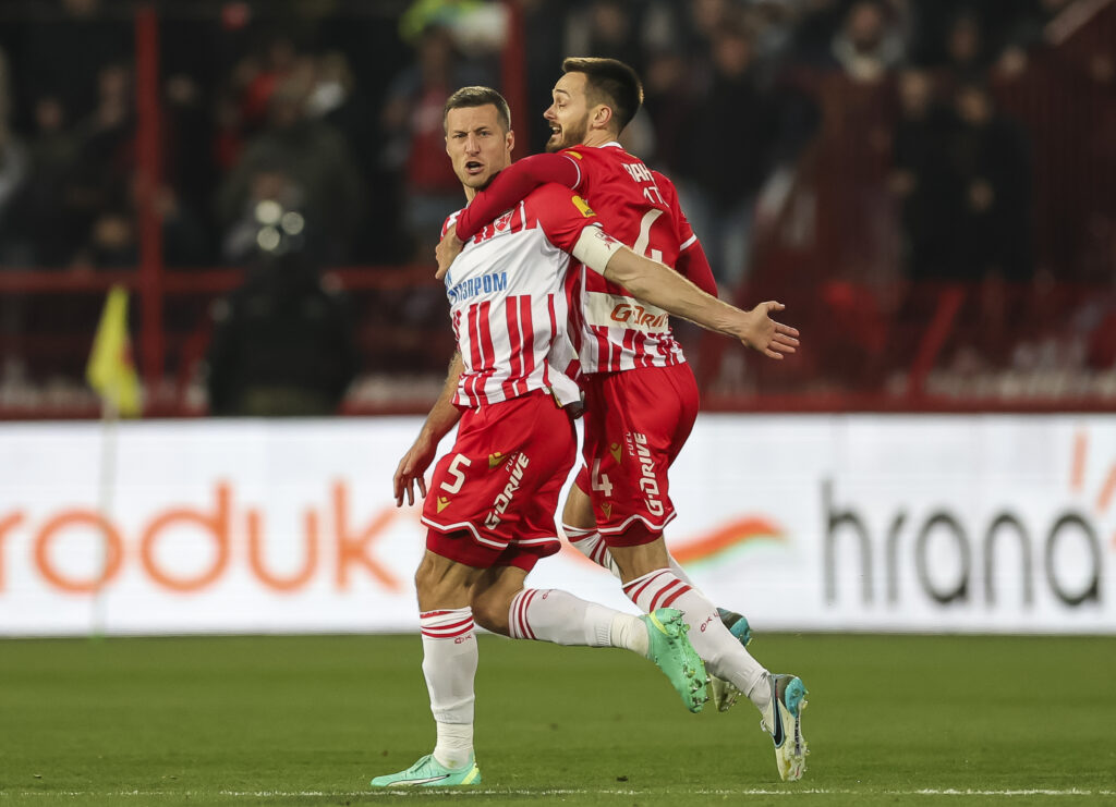 during the derby derbi veciti Mozzart Super Liga Season 2023/2024 match between Crvena Zvezda and Partizan at stadium Rajko Mitic (Marakana) on September 02, 2023 in Belgrade, Serbia. (Photo by Srdjan Stevanovic/Starsport.rs ©)